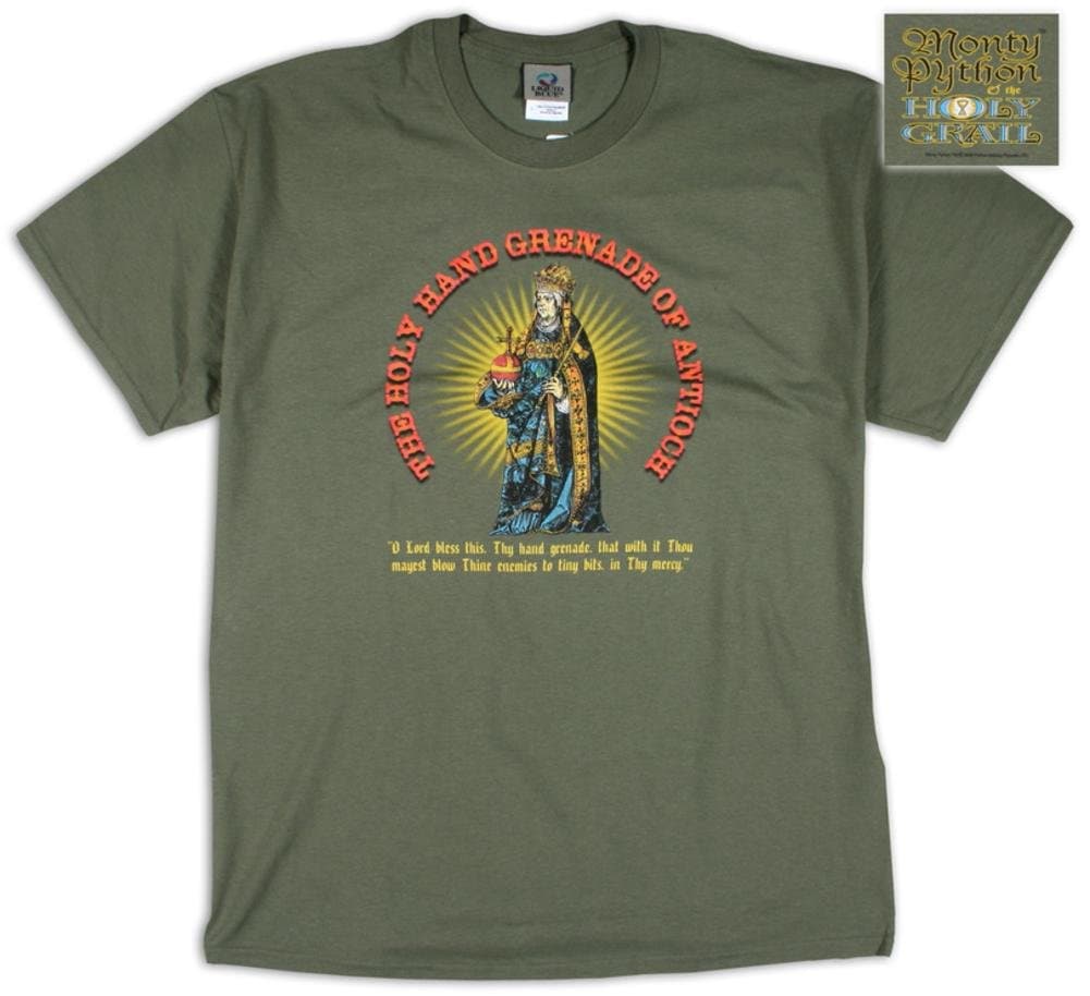 Monty Python and The Holy Grail Holy Hand Grenade of Antioch Men's T-Shirt, Small Green