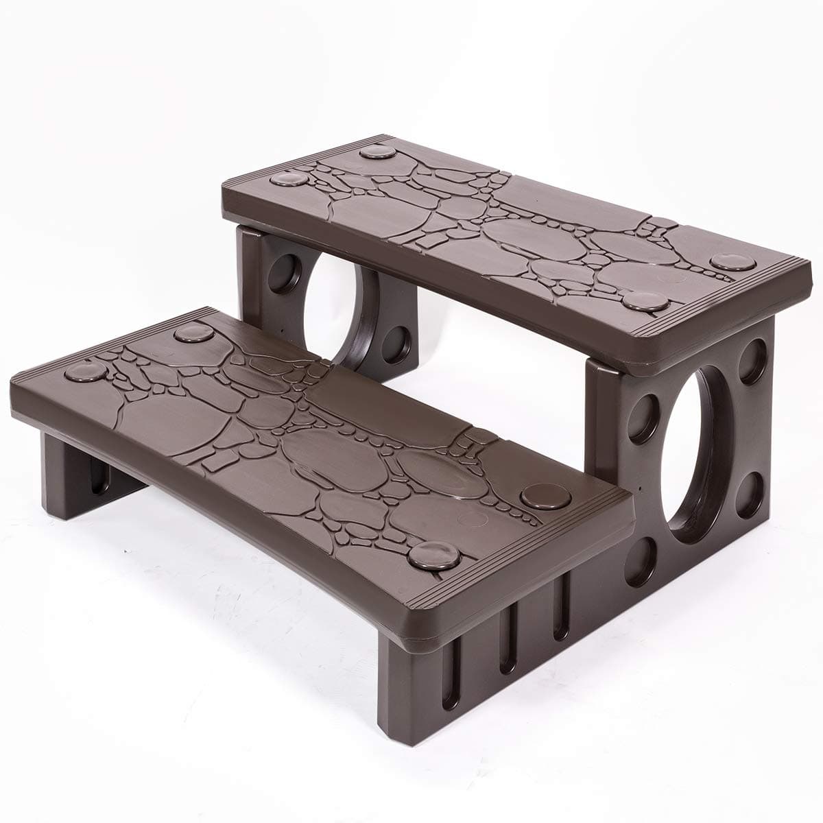 XtremepowerUS Universal Multi Purpose 2-Step Spa Hot Tub Pool Outdoor Indoor Camper RV Deck Steps Sided Step for Porch, Patio, Deck, Bathtub, Swimming Pool Mocha