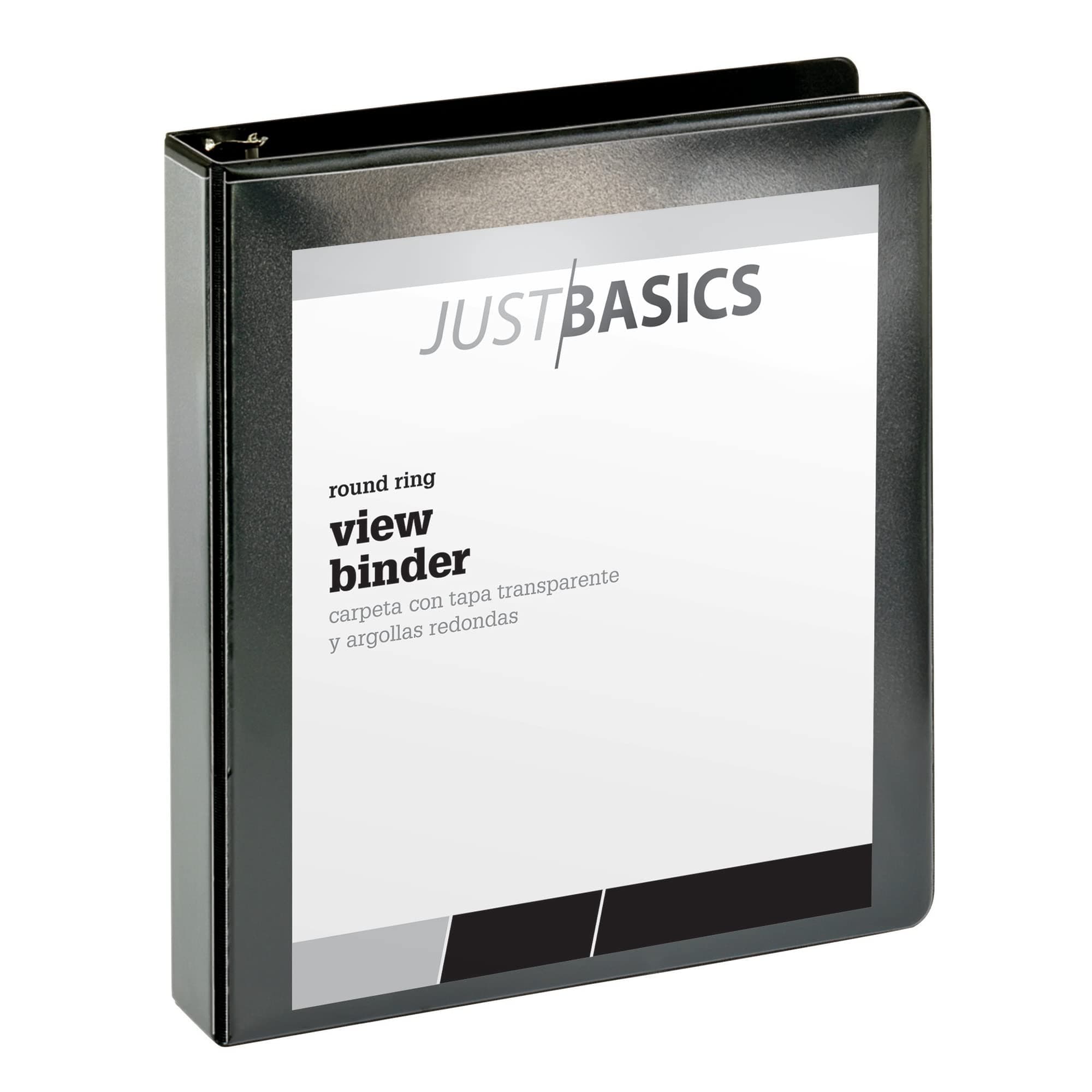 Office DepotJust Basics Basic Round-Ring View Binder, 1 1/2" Rings, 61% Recycled, Black