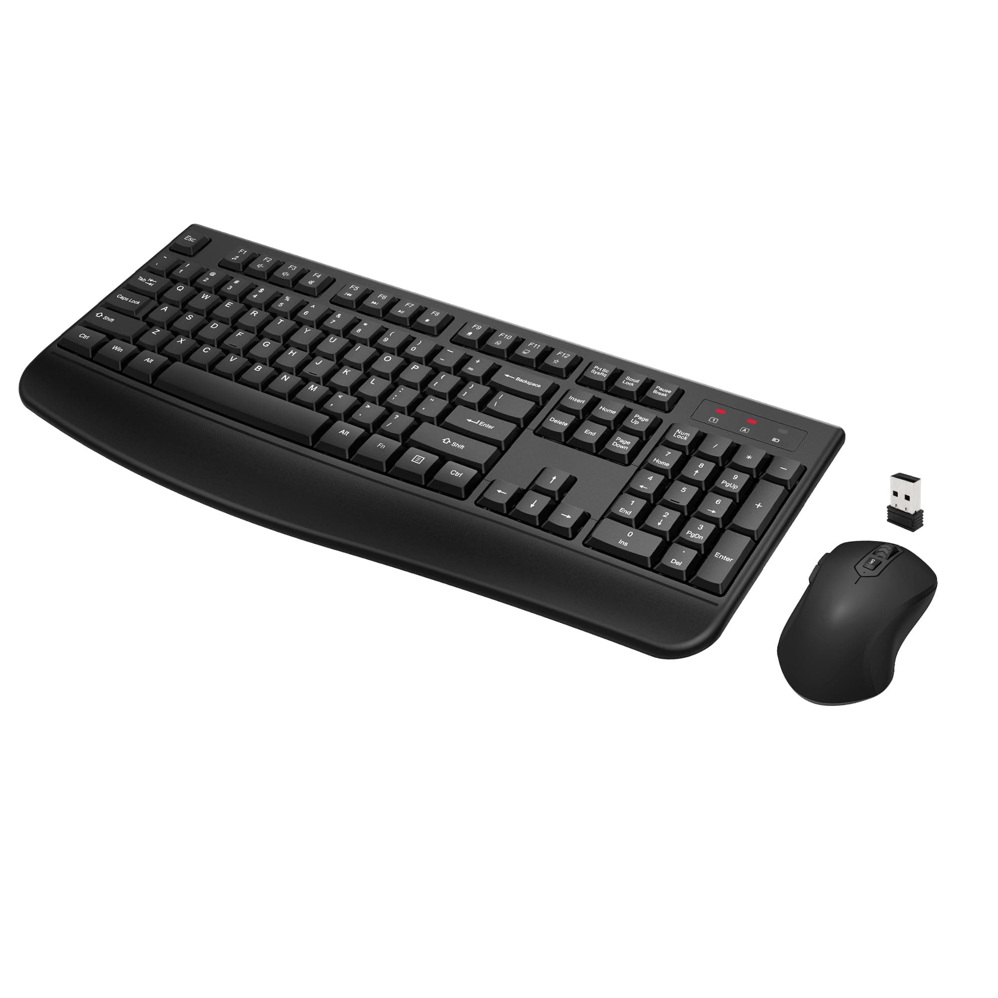 QUASIO Loigys Wireless Keyboard and Mouse Combo, Full-Sized 2.4GHz Wireless Keyboard with Comfortable Palm Rest and Optical Wireless Mouse for Windows, Mac OS PC/Desktops/Computer/Laptops