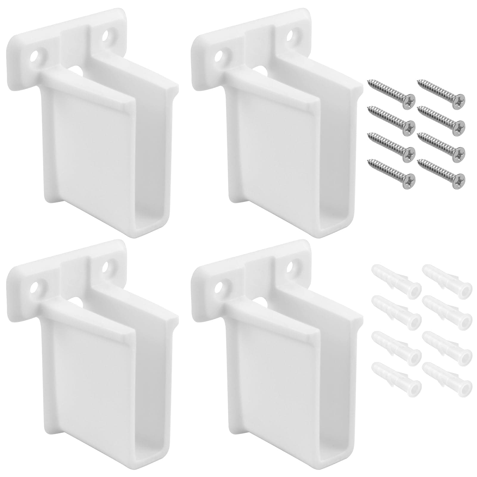 4 Pcs Wire Shelf End Bracket, White Plastic Wall Mount Closet Shelves Brackets for Shelves Closet, Comes with Fasteners