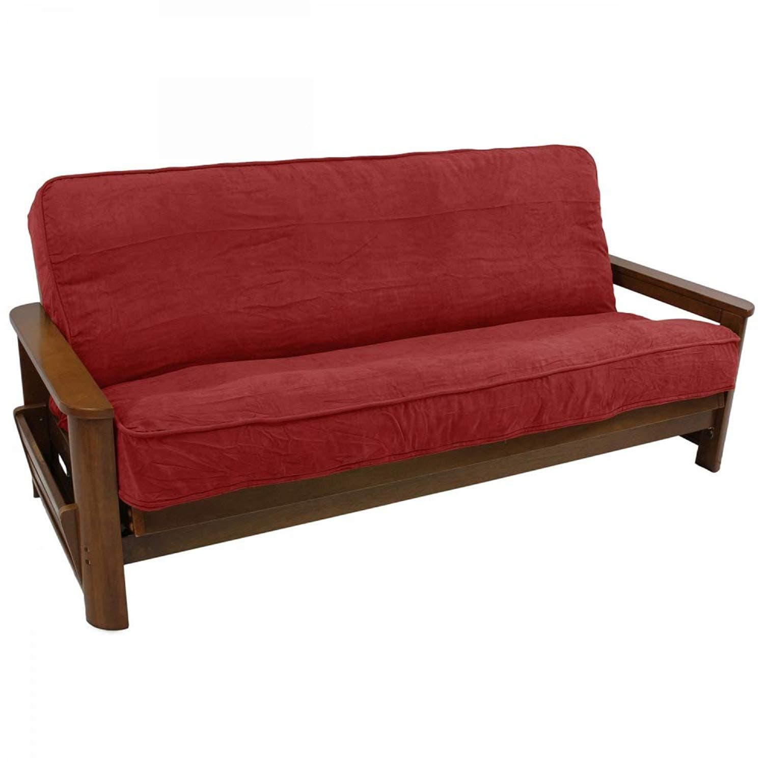 Blazing Needles Solid Microsuede Double Corded 8" to 9" Futon Cover, Full, Cardinal Red