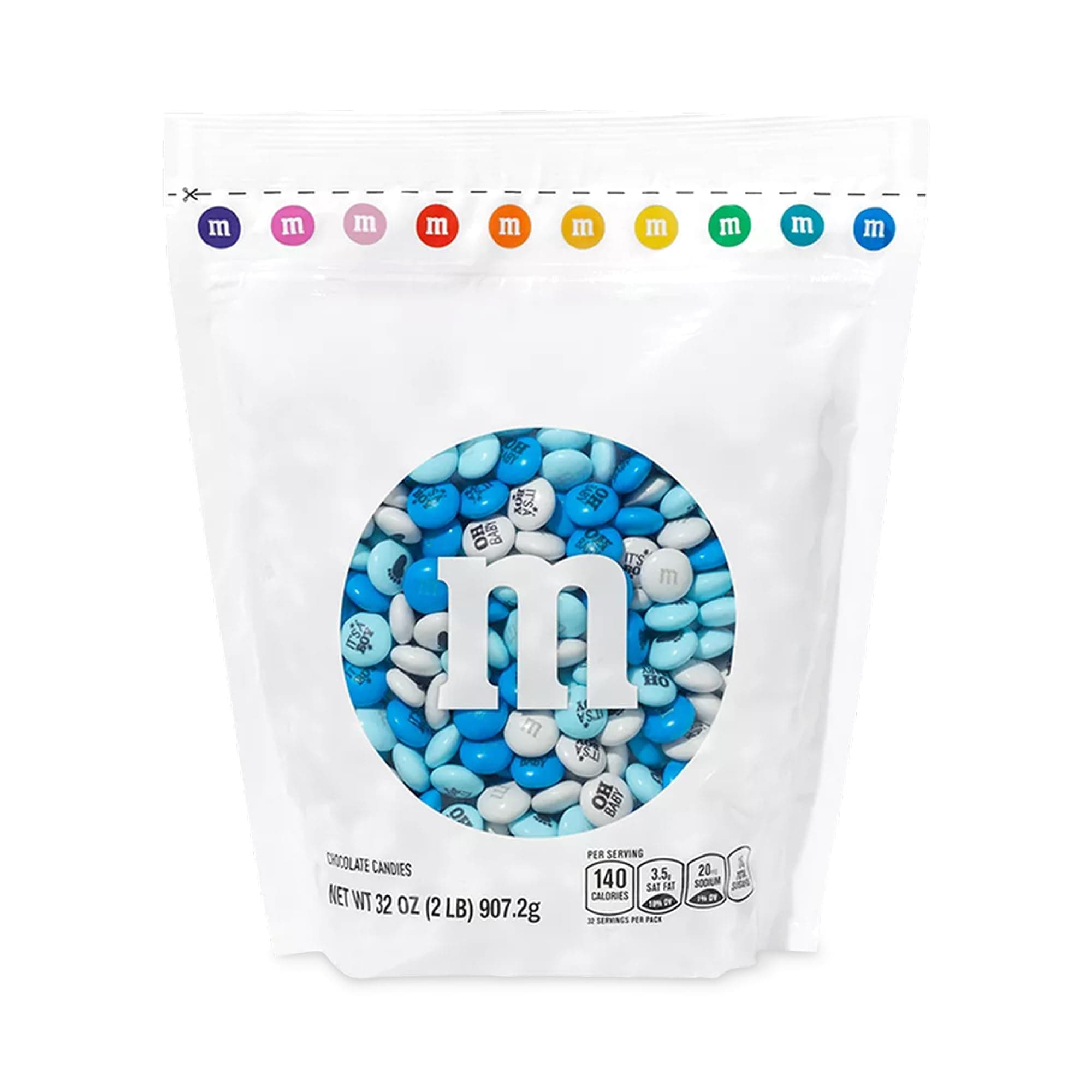 M&M'S World It's A Boy Milk Chocolate Candy 2lb Bag with White and Blue M&M'S for Baby Boy Showers Gender Reveal Parties and Baby Celebration Favors