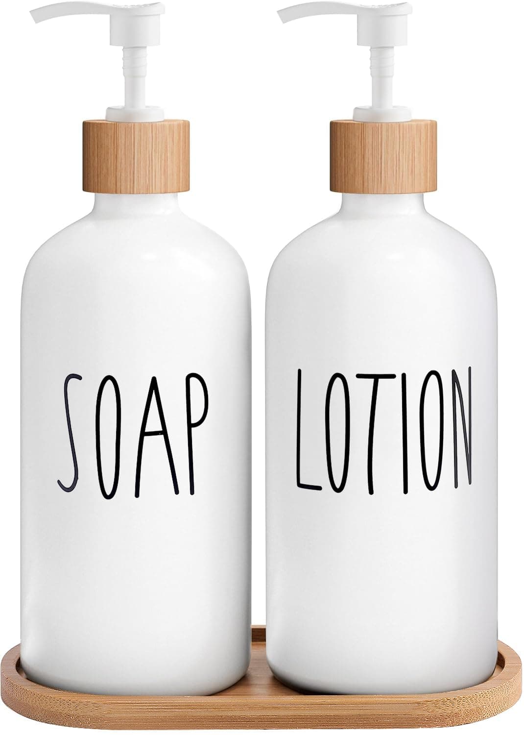 White Soap and Lotion Dispenser Set