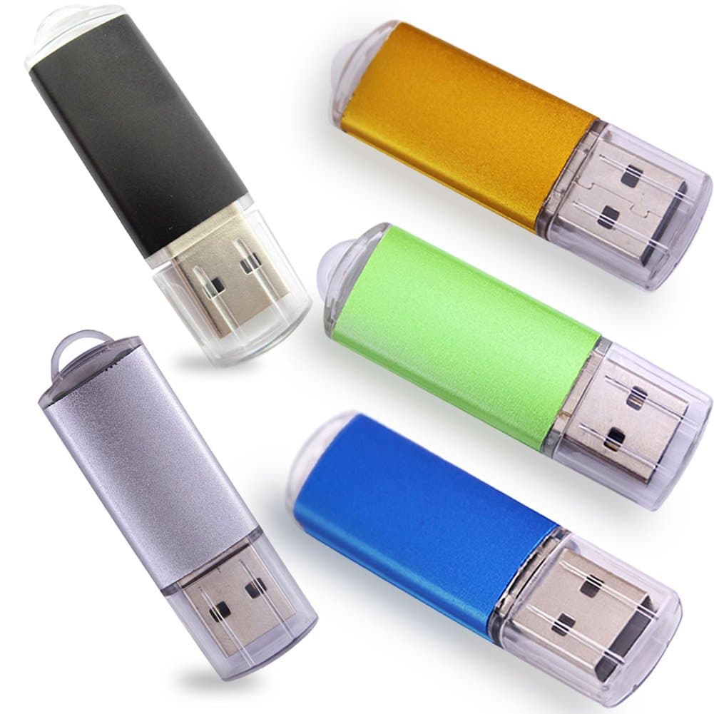 1GB 5PCS USB Flash Drives 2.0 Metal Key Memory Thumb Pendrives Stick Mixture Colors