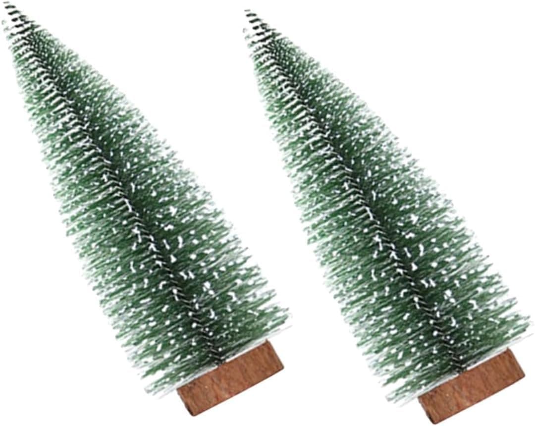 Kroger 2pcs Mini Christmas Tree Artificial Mini Xmas Tree Bottle Brush Trees Frosted sisal Trees Holiday Pine Tree Small sisal Tree Christmas Ornaments Tree Model Delicate Gift Plastic