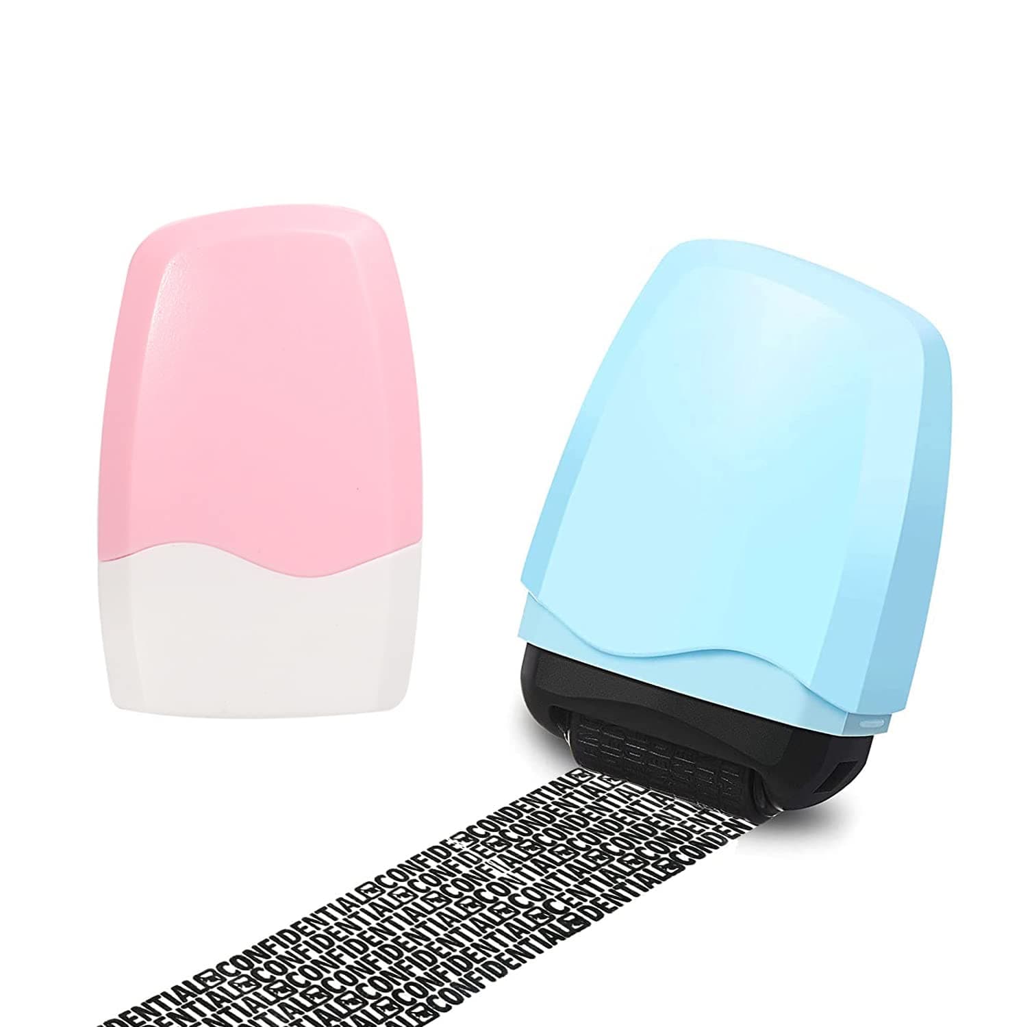 WAFJAMF 2 Pcs Identity Prevention Theft Stamp Security Roller Stamp Private Information Roller Stamp Perfect for Privacy Protection Blue+ Pink