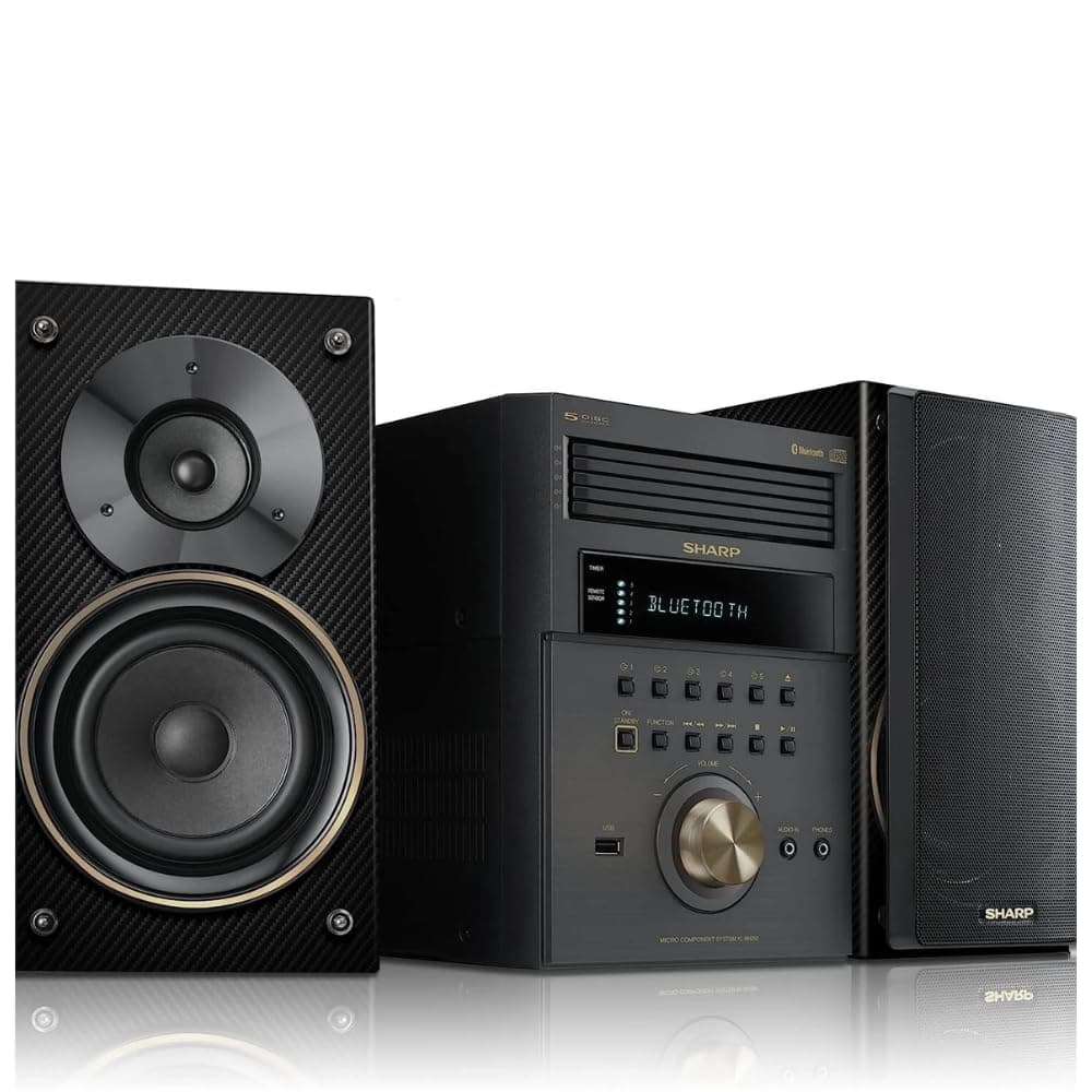 Sharp XL-BH250 Limited Edition 5-Disc Bluetooth Speaker System with USB, AM/FM, and Champagne Gold/Carbon Fiber Finish