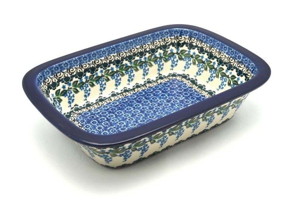 Polish Pottery Baker - Rectangular with Grip Lip - Wisteria