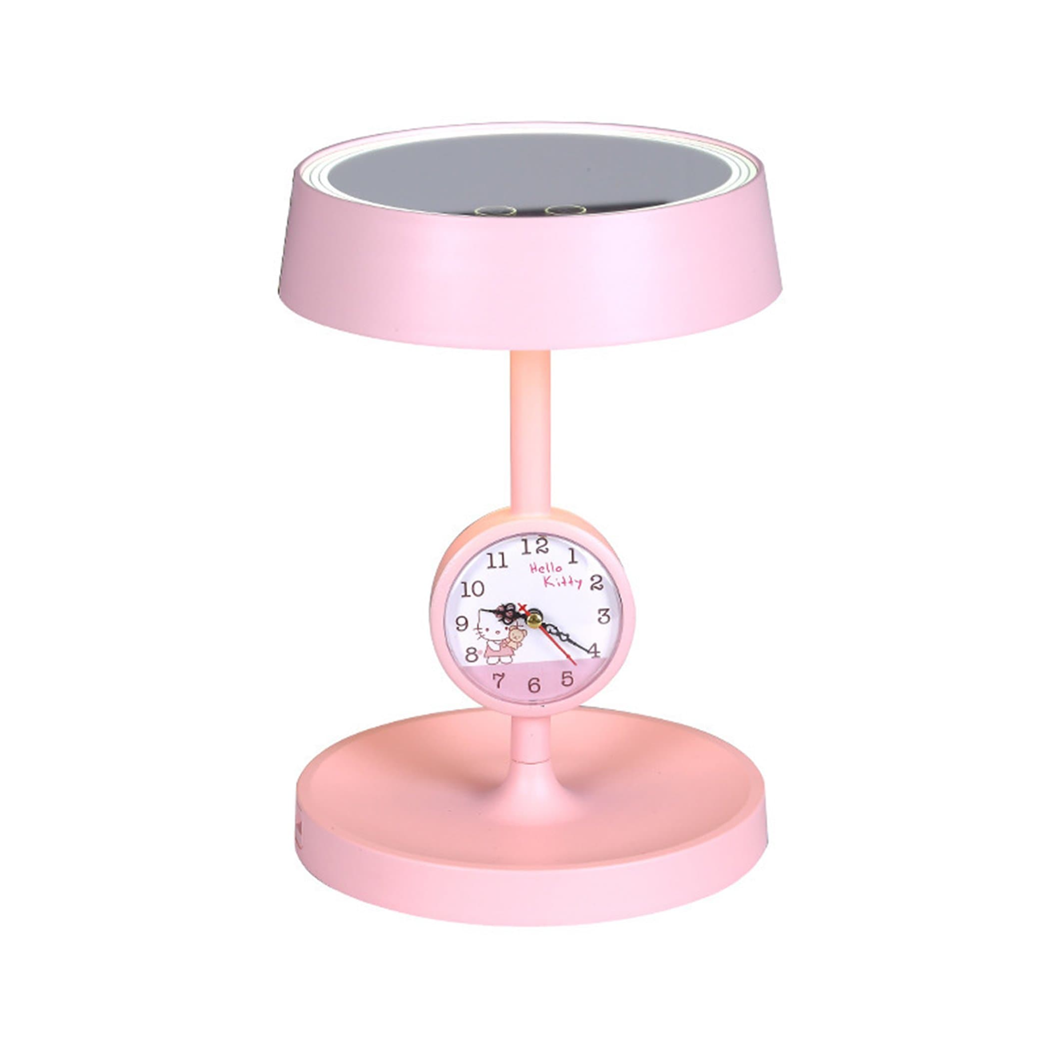 Make up Vanity Mirror,LED Lights Touch Screen Metal Material with 3X Mini Magnification Mirror， 6-in-1 Table Lamp Mirror USB Recharge,Hello Kitty Alarm Bedside-Gift Set(Include Battery)