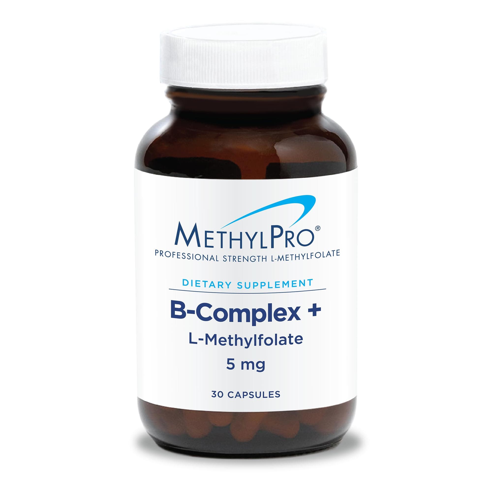 B-Complex + 5mg L-Methylfolate (30 Capsules) - Professional Strength B Vitamins for Energy, Mood + Immune Support with Active Methyl Folate, Methyl B12, B6 as P-5-P - Gluten-Free