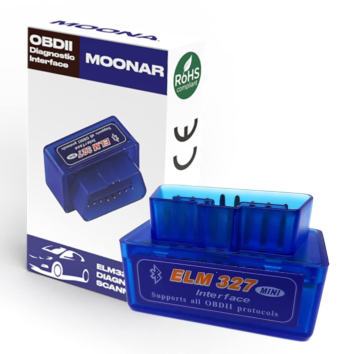MOONAR - Mini ELM327 Bluetooth Interface OBD-II OBD2 Auto Diagnostic Scan Tool