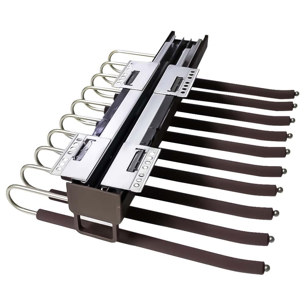 - VOLO Top Mounted Pull Out Trouser Rack – Smooth Sliding Pants Organizer for Wardrobe, Heavy Duty Mild Steel, 25 Kg Load Capacity, 18 Inch, Brown Mocha Finish | 10 Arms