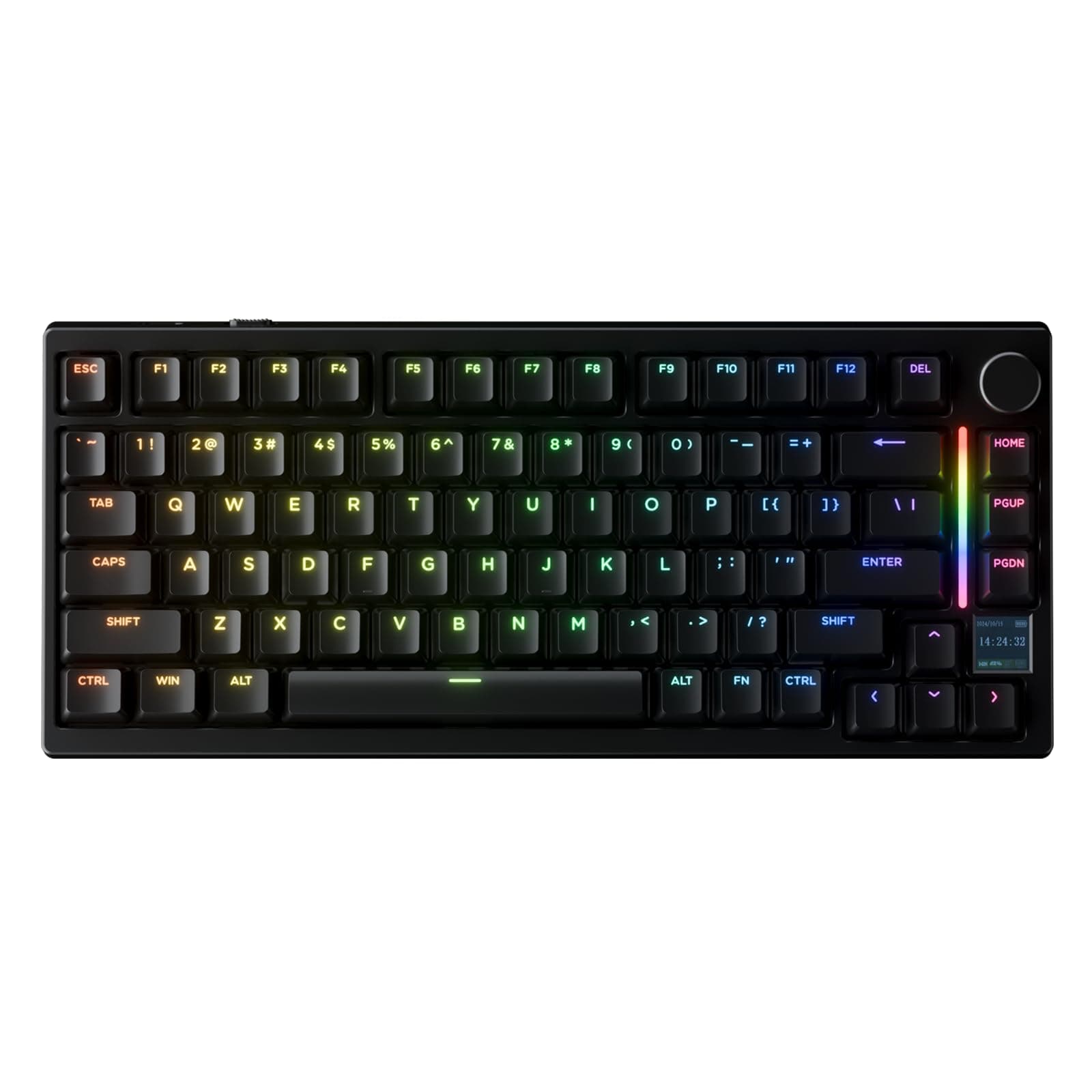 TK75HE V2 Rapid Trigger Wireless Keyboard TFT Screen, Tri-Mode BT/2.4GHz/USB-C, 8KHz Polling Rate 0.005mm RT, Hall Effect Magnetic Switch 75% Gaming Keyboard (Black, Magnetic Mercury)