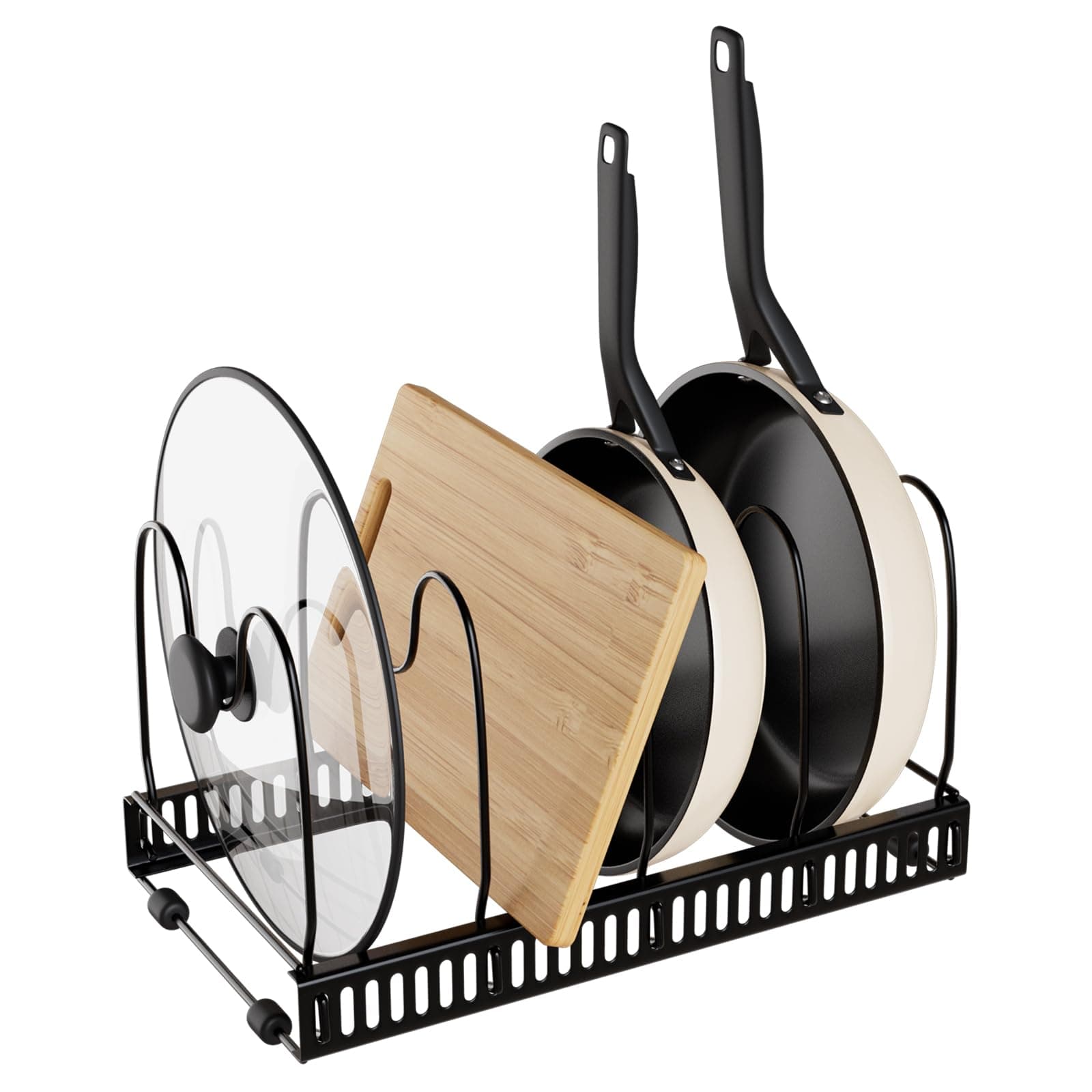 Compact Pan Rack Organizer - Space-Saving Solution for Singles - Holds 4 Pans - Premium Iron Construction
