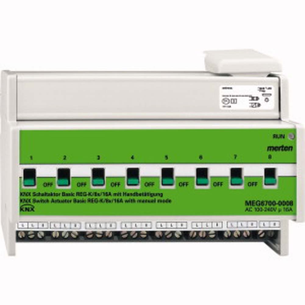 KNX Switch Actuator Basic Unit/8x 16 A with Handle in Light Grey, MEG6700 0008