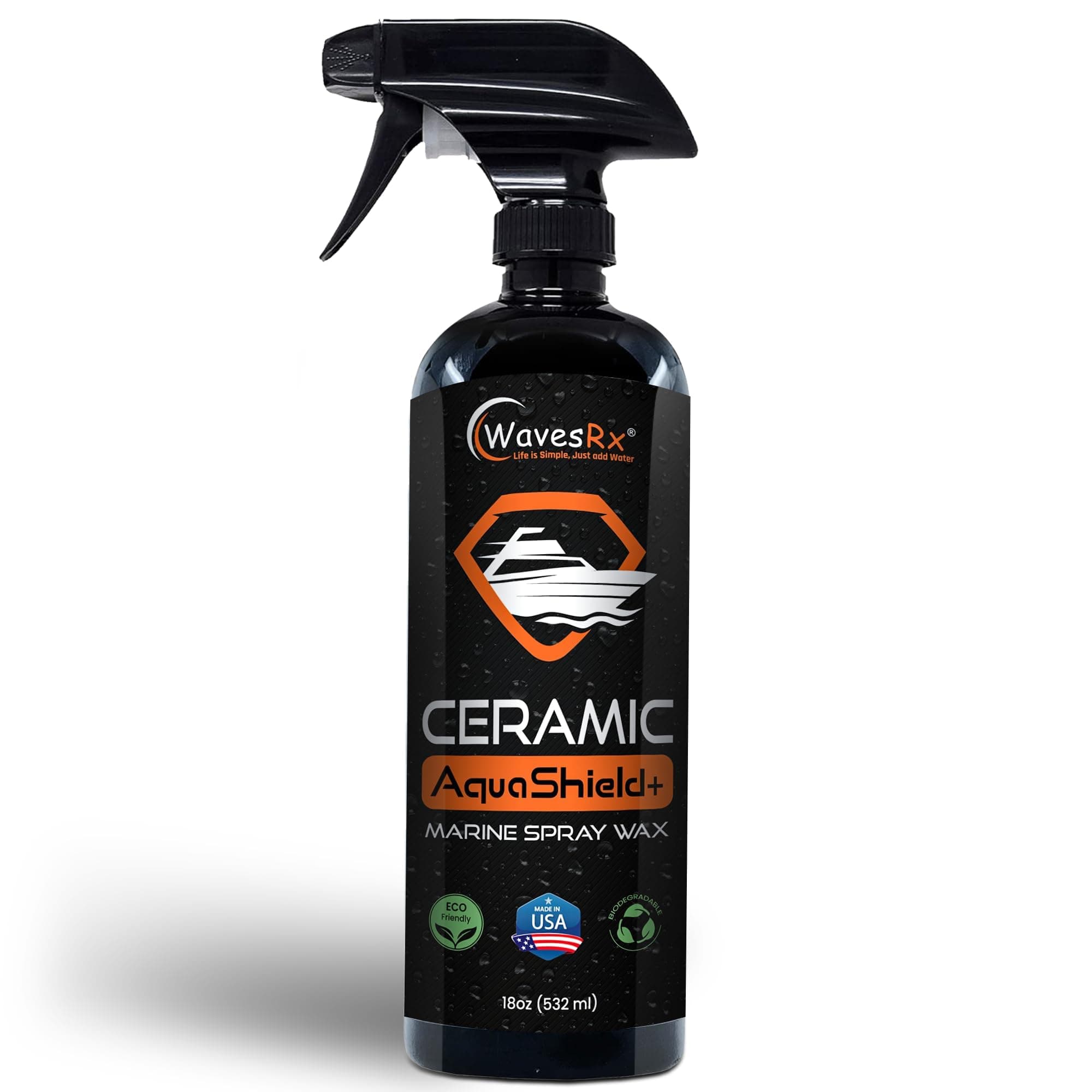 WavesRx High-Performance Ceramic Spray Coating for Boats & Jet Skis (AquaShield+) | Marine Grade SiO2 Sealant Protects from Salt, Contaminants & UV Damage | Fast Wax Silicon Dioxide Hydrophobic Polish