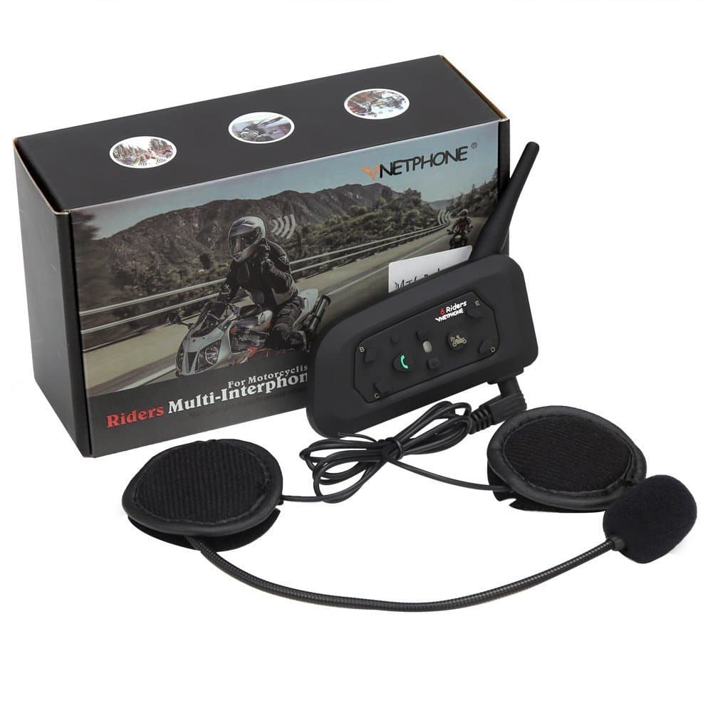 Motorcycle Bluetooth Intercom Headset 1200M Full Duplex Two Way Audio Interphone Motorbike Helmet Bluetooth Headset Skiing Scooter Communication Waterproof Advanced Noise Control (Single) - V6