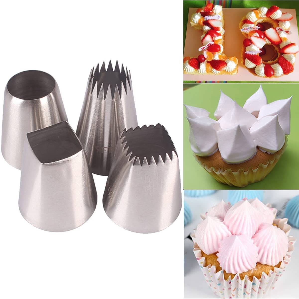 Large Cake Decorating Icing Piping Tip Set with Square Round Frech Star Pastry Tips for Frosting Cake Cupcake Cookie Eclairs Churros