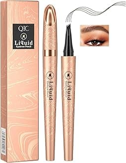New 4D Microblading Eyebrow Pen, Waterproof Long-Lasting 4-Tip Brow Pencil for 24 HR Wear, Smudge-Proof Liquid Eyebrow Pen for Natural-Looking Fine Strokes (Dark Brown)
