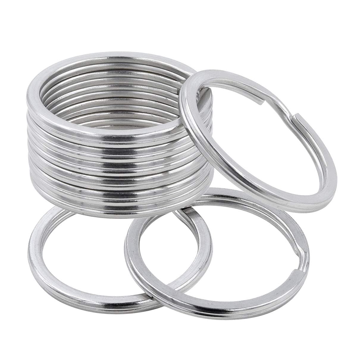 Key Rings, 304 Stainless Steel Round Flat Split Keychain Ring for Car Keys Organization DIY Attachment - Bulk Pack of 50 PCS, 1.26inch/32mm. (50)