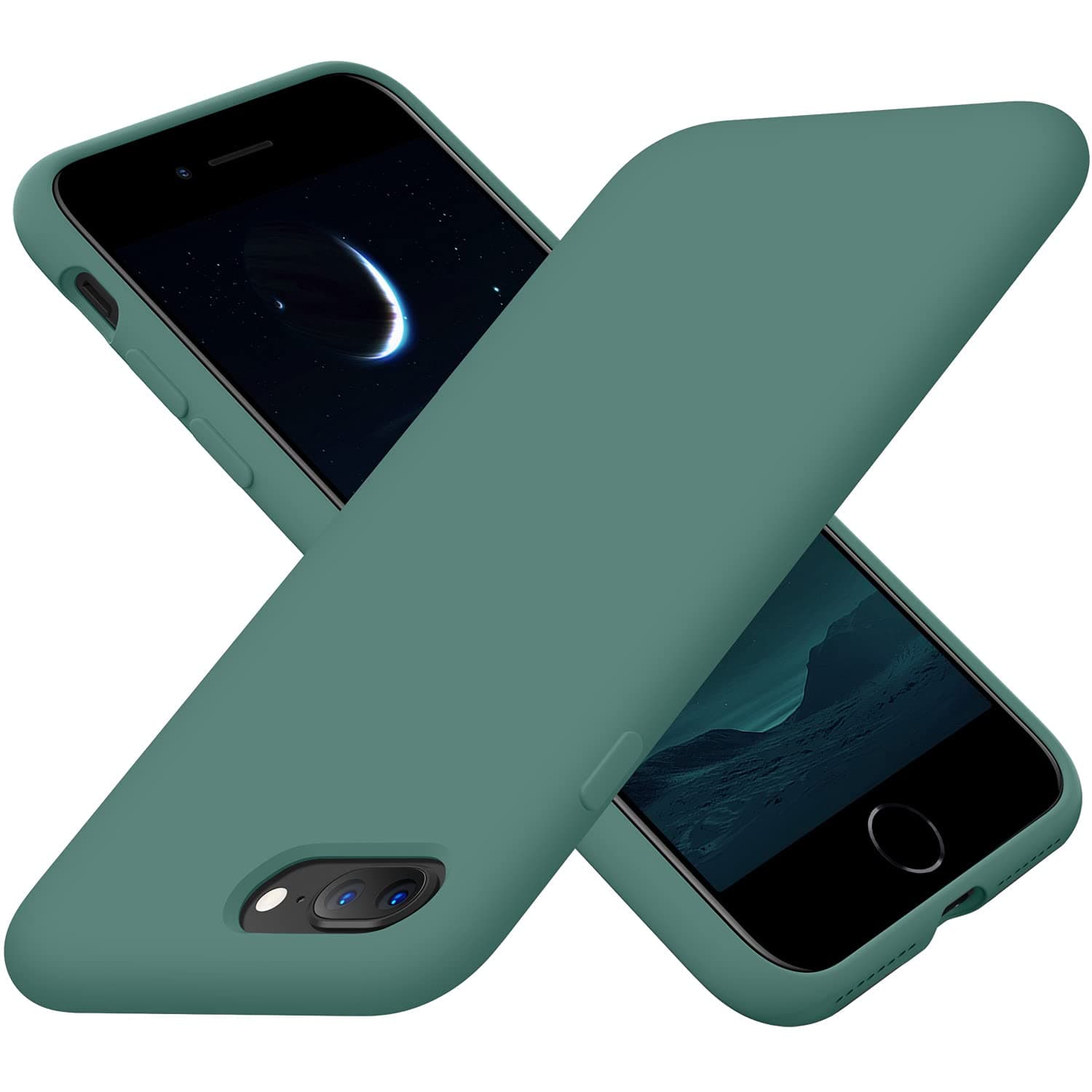 Cordking Designed for iPhone 8 Plus Case, Designed for iPhone 7 Plus Case, Silicone Ultra Slim Shockproof Phone Case with [Soft Anti-Scratch Microfiber Lining], 5.5 inch, Midnight Green