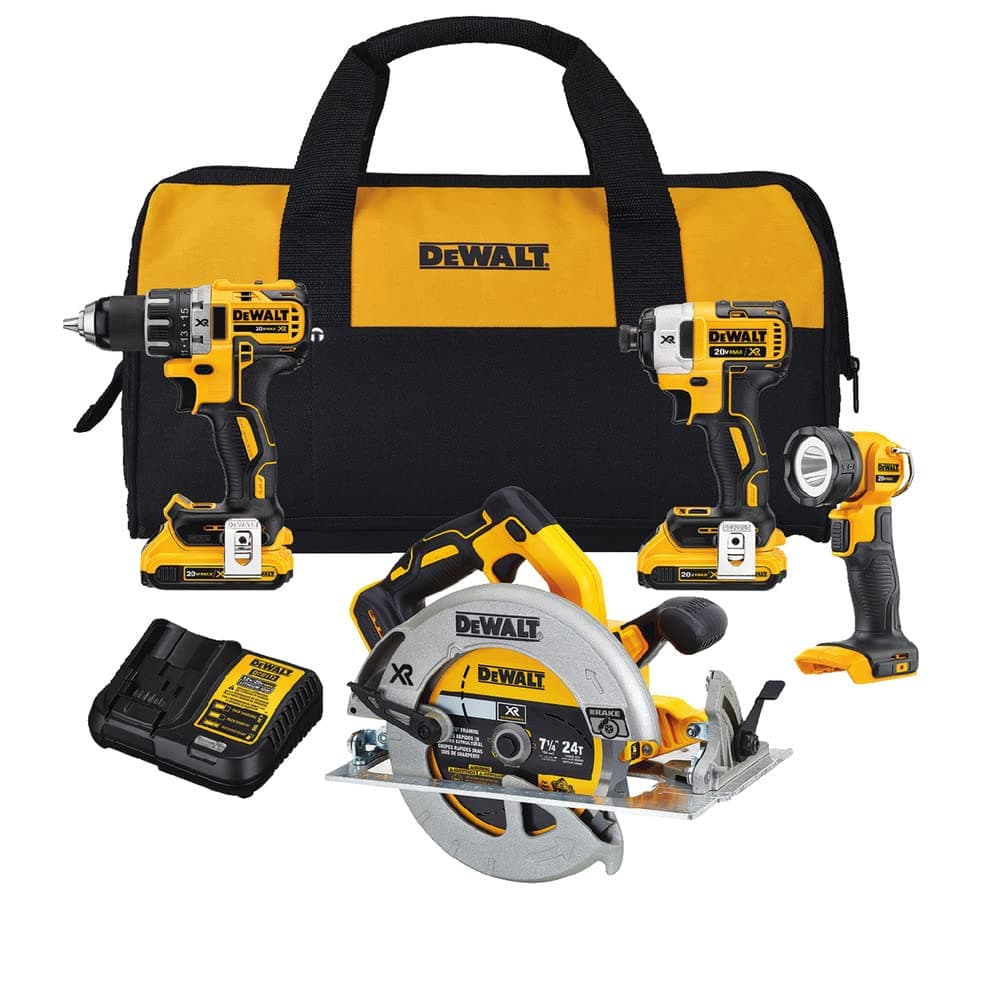 DEWALT 20V MAX Power Tool Combo Kit, 4-Tool Cordless Power Tool Set with 2 Batteries and Charger (DCK483D2)