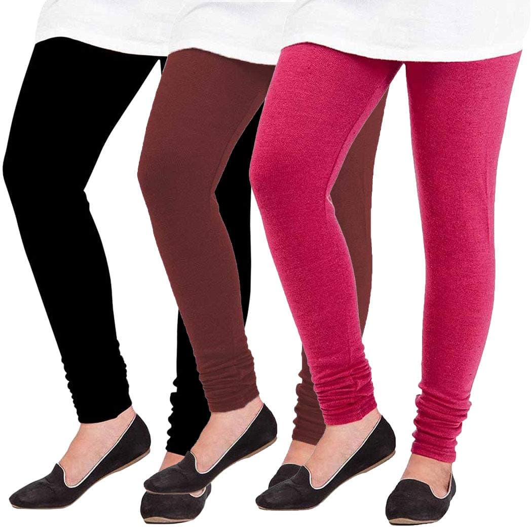 Pixie Lets Work Together! Woolen Leggings for Women, Winter Bottom Wear Combo Pack of 3 (Black, Maroon and Red) - Free Size