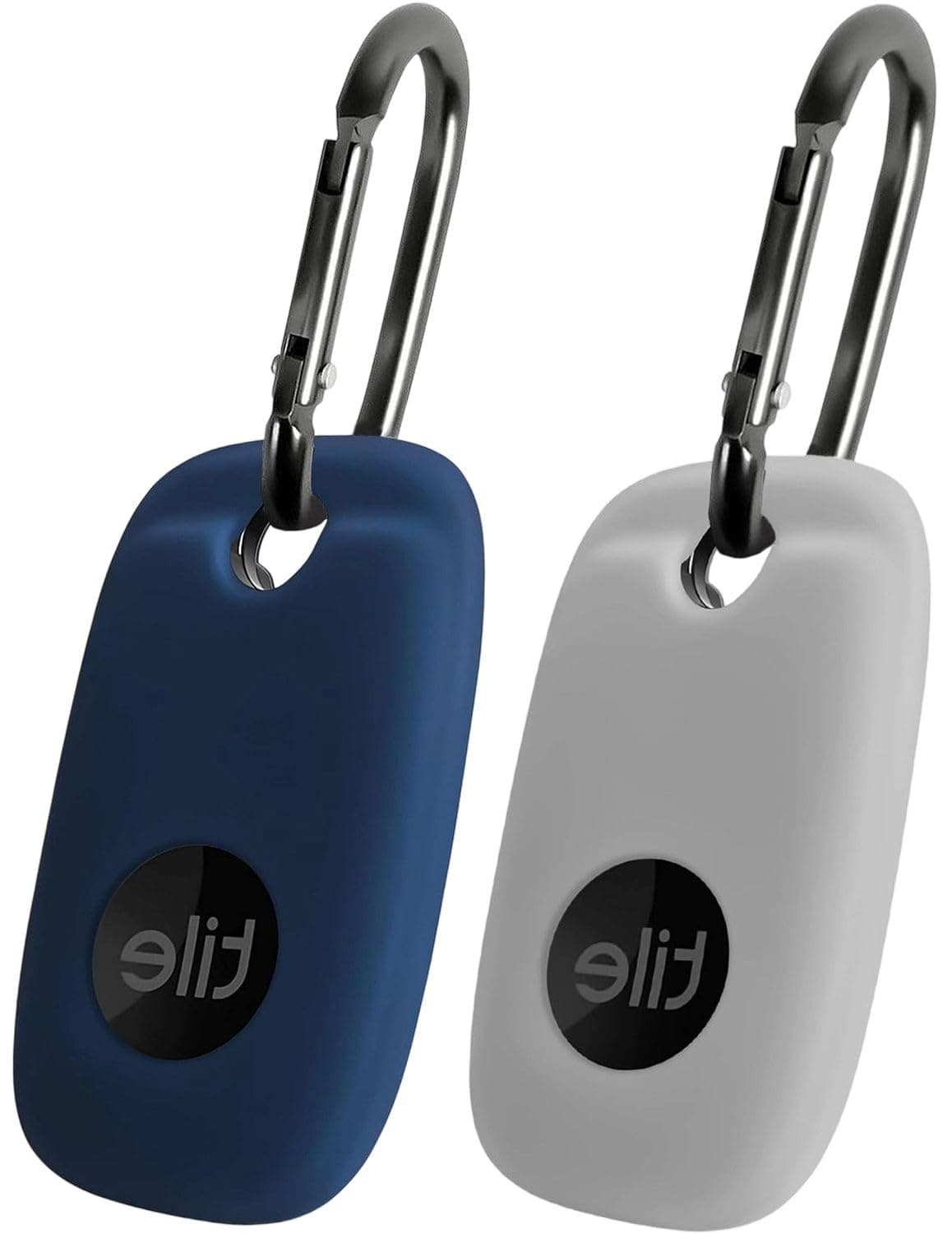 Silicone Case for Tile Pro 2022 Tracker, Soft Flexible Scratch Resistant Cover with Carabiner (2 Pack Navy Blue+Oatmeal)