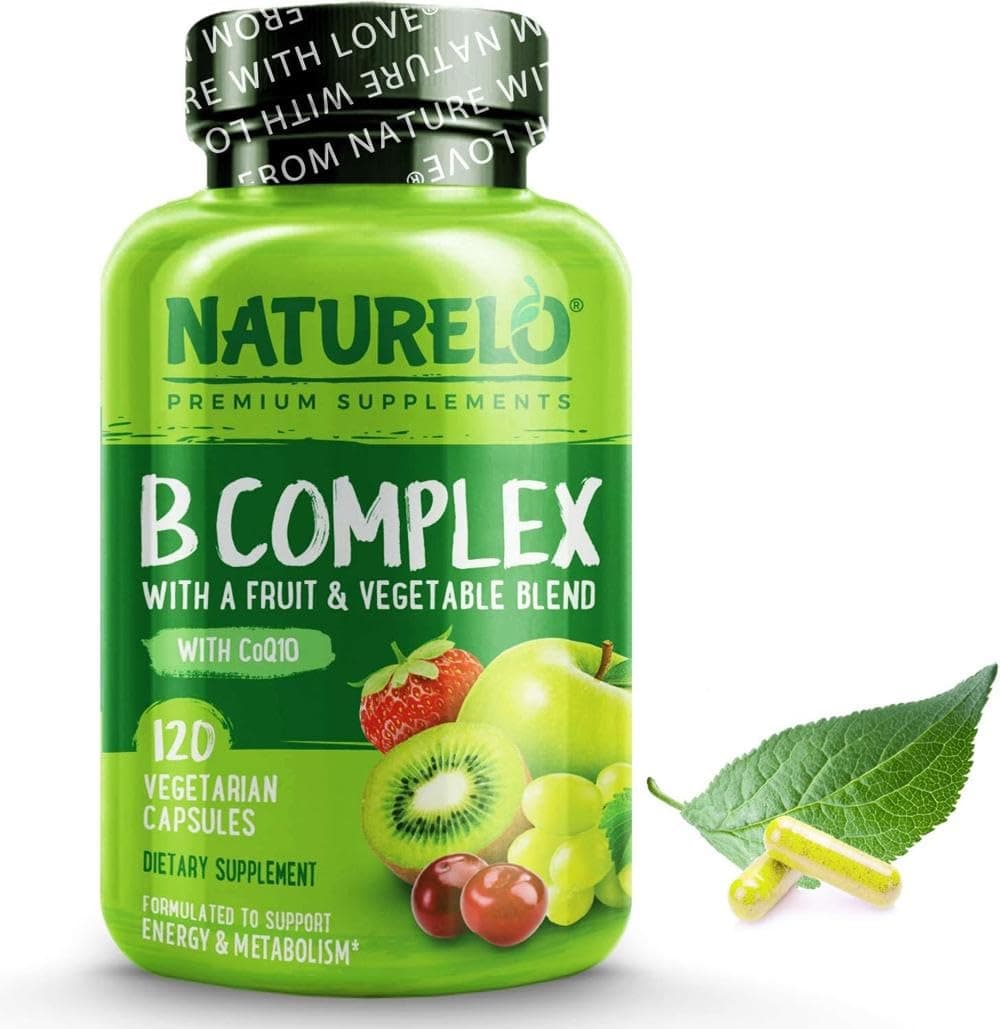 – B-Complex (One Daily) - Food-Based Blend - All B Vitamins - Vitamin B6, Folate, B12, Biotin, Niacin, CoQ10 - Best Natural Supplement for Energy - 120 Vegan Capsules | 4 Month Supply