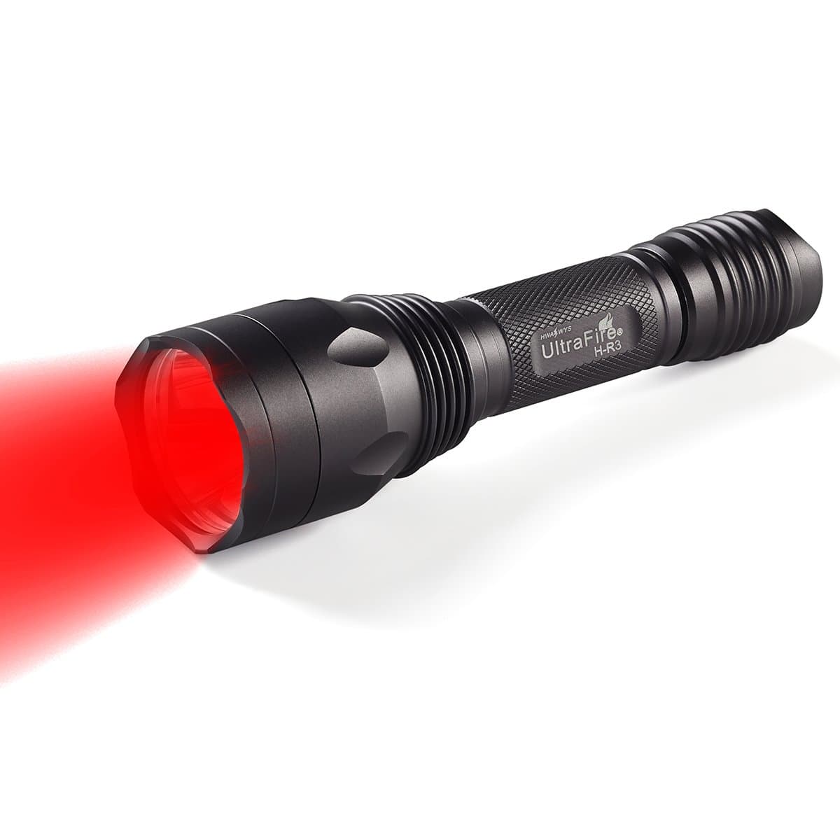 ULTRAFIRE Red Light Flashlight 630nm Powerful 3 LED Red Flashlight, Single Mode 256 Yard Red Hunting Light for Night Hunting Fishing Outdoor Activities, H-R3 (Battery Not Included)