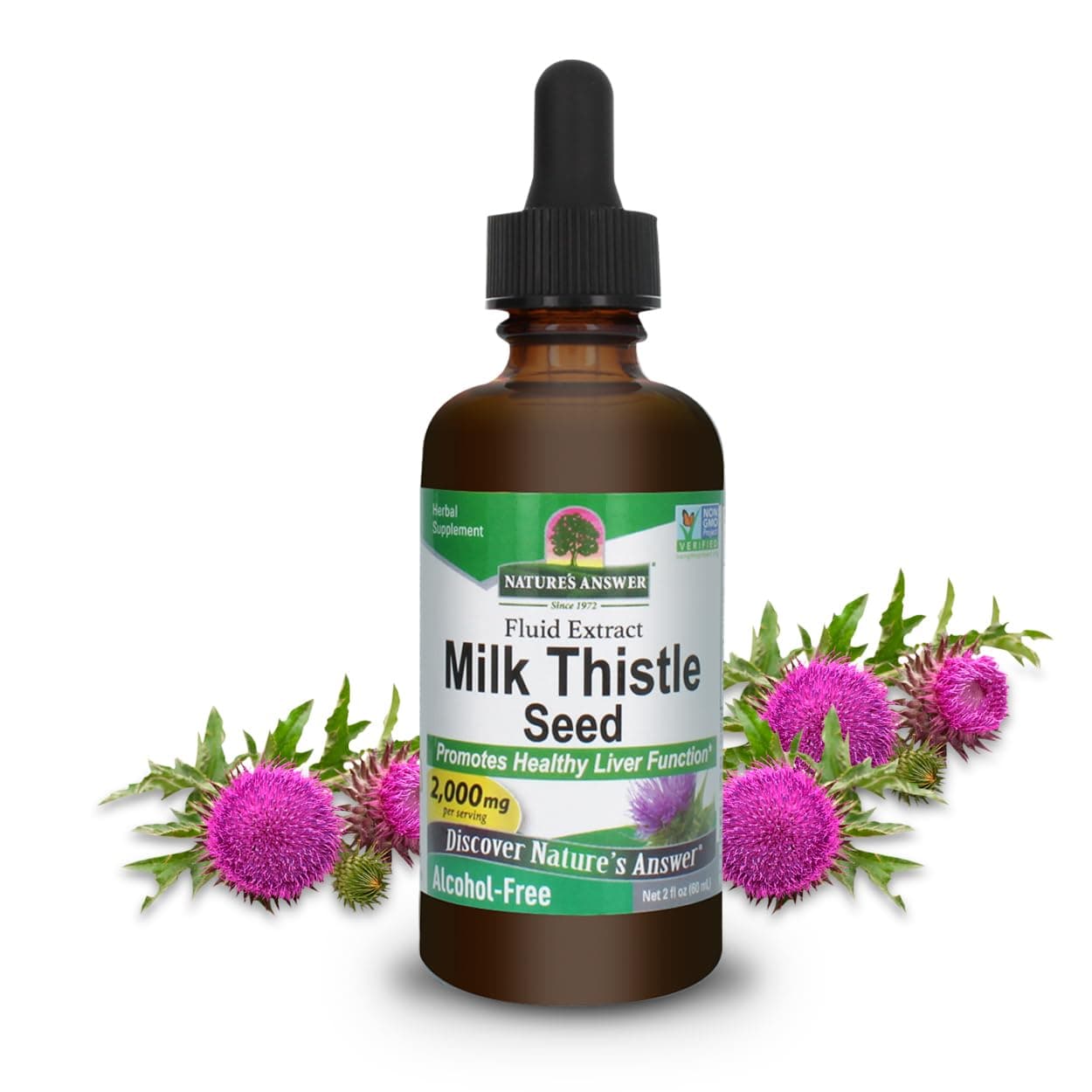 Milk Thistle Extract | Promotes Healthy Liver Function | Cleanse and Detox Supplement | Non-GMO, Kosher Certified, Alcohol-Free& Gluten-Free (2 Fl Oz (Pack of 1))