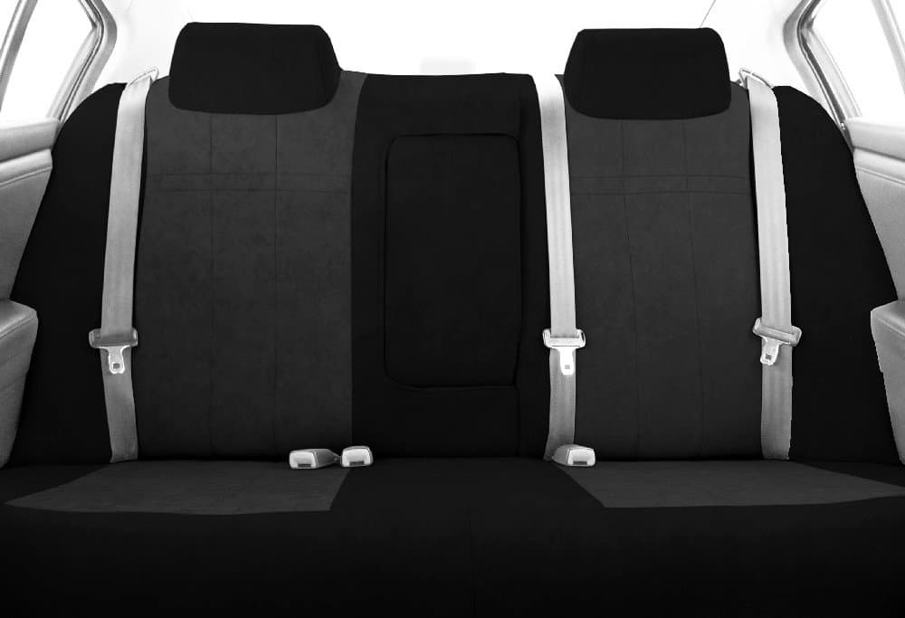 Rear 40/60 Split Back & Solid Cushion Seats, CalTrend Microsuede Seat Covers for 2012-2016 Chevrolet Cruze|Chevrolet Cruze Limited Charcoal Charcoal Insert with Black Trim