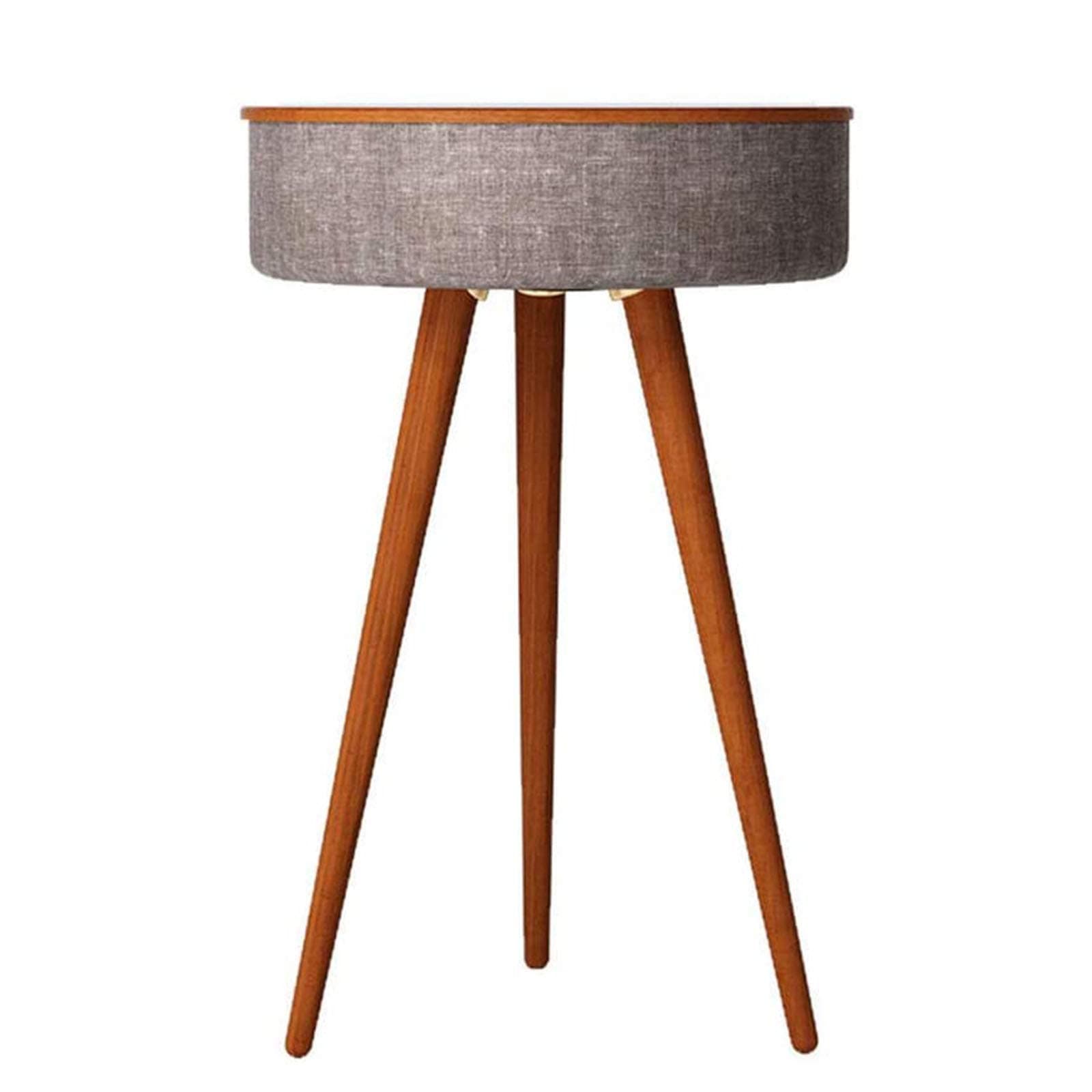 AYUSHOP Home Studio Smart Table with Built in 360° Bluetooth Speaker & Wireless Qi Charger - Ash Wood Night Stand- Modern & Functional Coffee Table & Night Stand,PrimaryColor