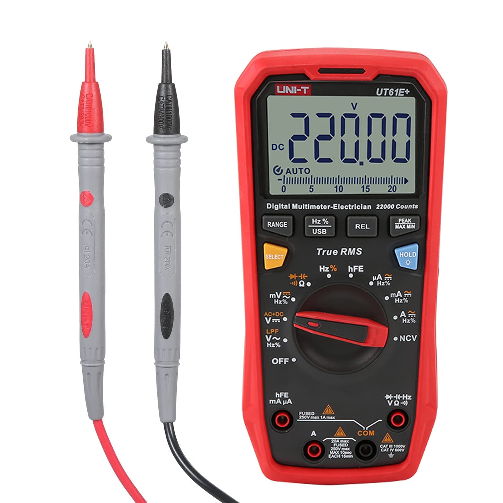 Ankeer UT61E+ Digital Multimeter Auto Range High Precision Professional NCV Tester True RMS Multimeter Multifunctional Tester Electric Measuring Instrument Support Data Transmission