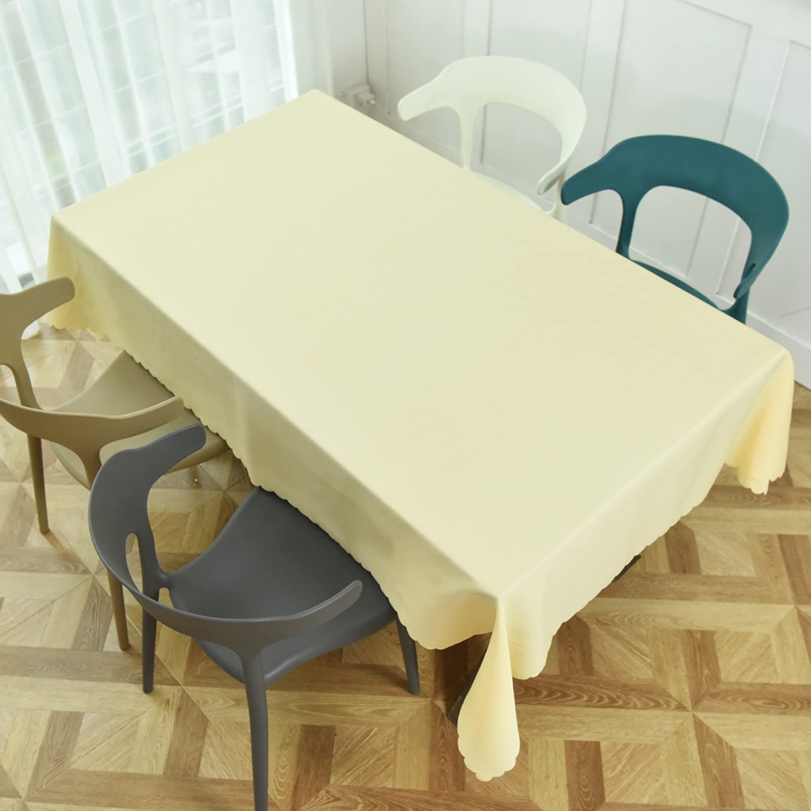 LIUJIU Polyester Fitted Rectangular Tablecloths Stretchable Elastic Spandex Table Cover Patio Tablecloth Wedding Party Cocktail Bar Craft Exhibitions Washable Table Cover,220cm