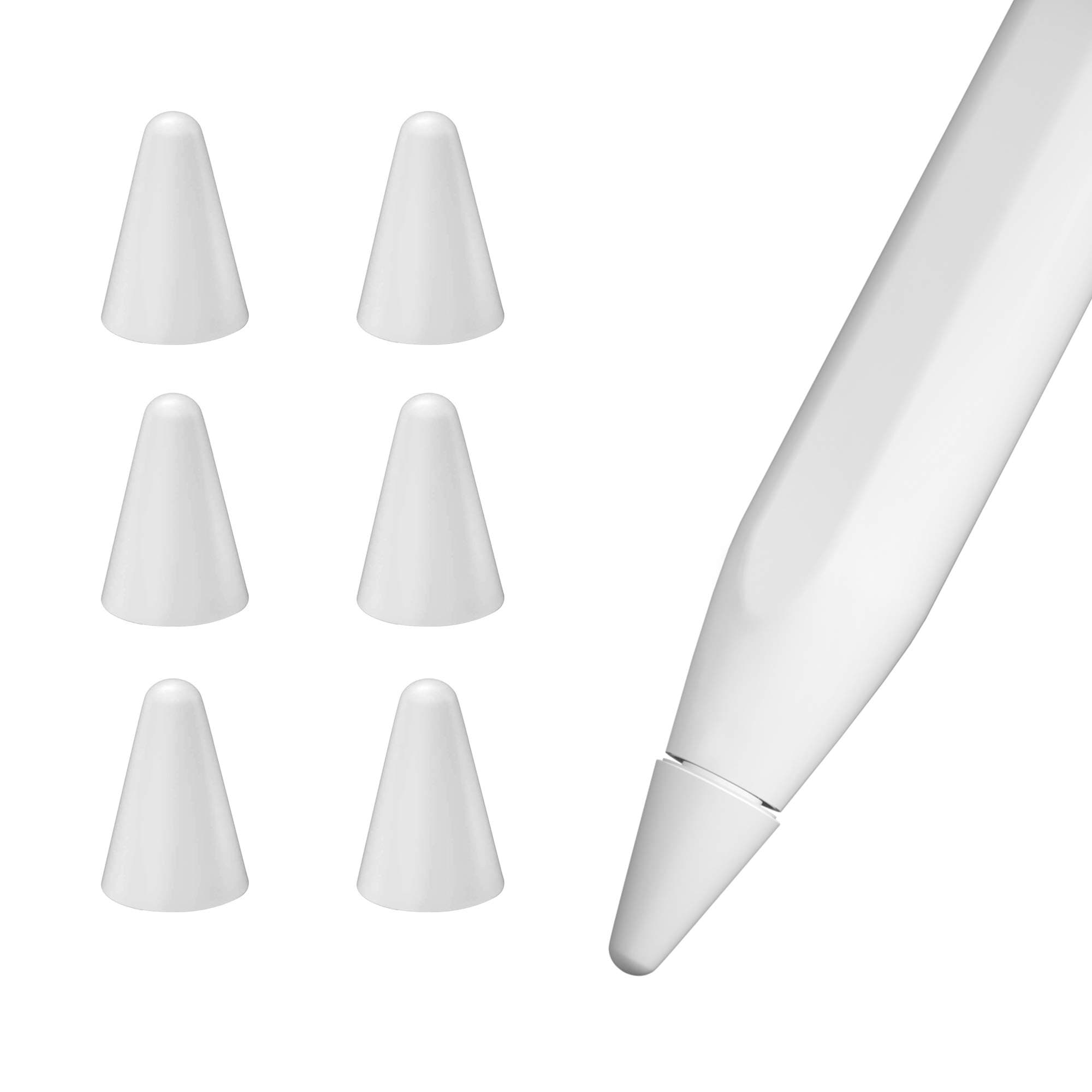 pzoz Protector Case Compatible with Apple Pencil Tips for 1st & 2nd Generation, Silicone Nibs Cover for iPad Pencil Tips and Replacement Writing Protection (6 Pcs) (White)