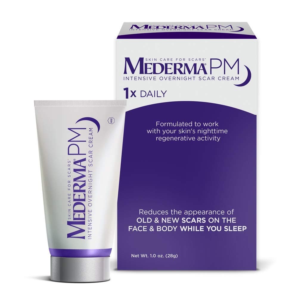 Mederma PM Intensive Overnight Scar Cream - Works with Skin's Nighttime Regenerative Activity - Once-Nightly Application is Clinically Shown to Make Scars Smaller & Less Visible - 1 Ounce, Beige (302591302106)