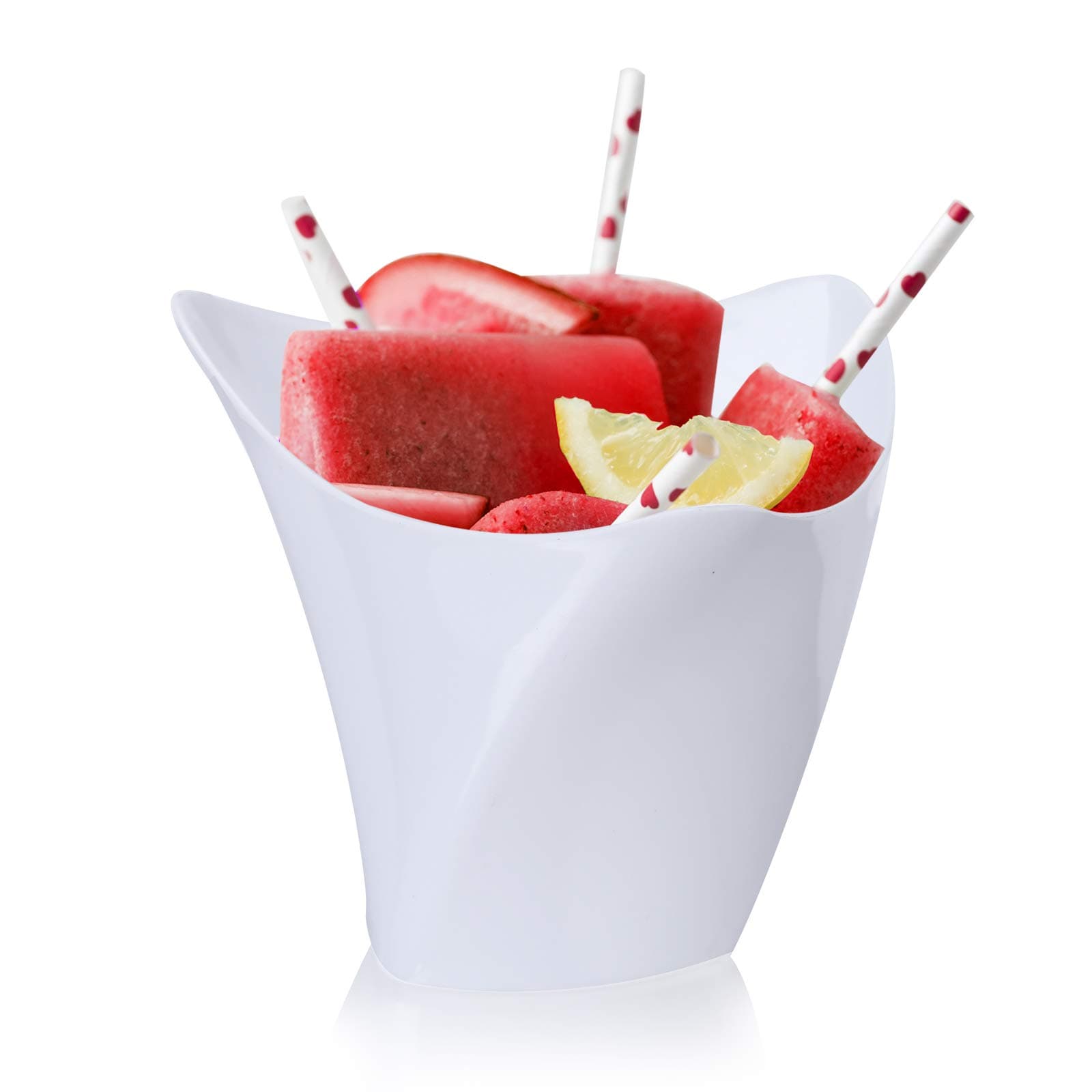 50 Pcs/set Dessert Cups - Mini Cubes Clear Tasting Sample Glass Containers Elegant Square Plastic Bowls Disposable, 4.5 oz/White