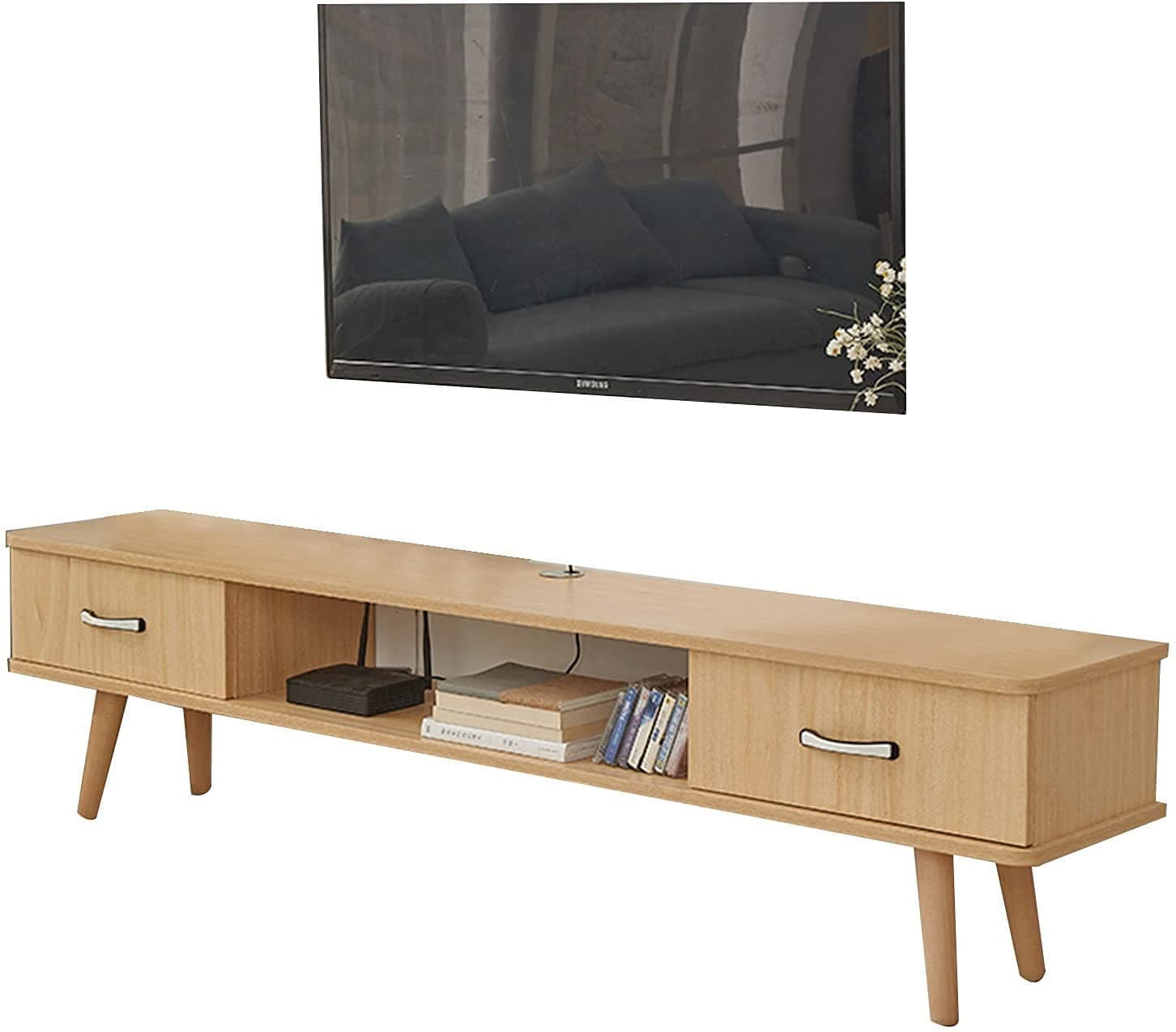 Multi-functional Floating Shelf for Under TV 47.2-inch Solid Wood TV Cabinet, Small Vertical TV Stand Console, Low Cabinet in The Living Room (Color : B, Size : 120CM)