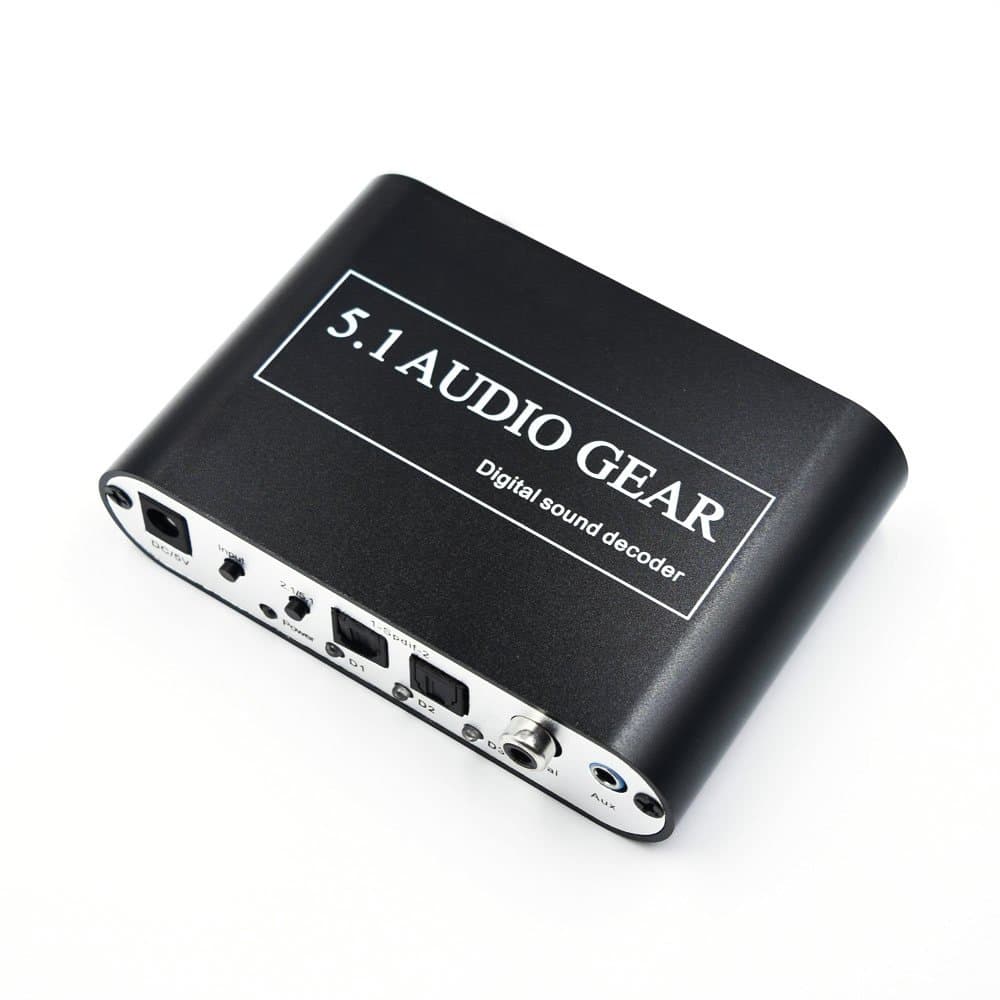 VCANDO Digital Audio Decoder 5.1 Channel Audio Gear Digital Sound Decoder Convert the DTS/AC-3 Signal and Stereo(R/L) Into 5.1 Output for PS2 PS3 XBOX X360 Blu-ray DVD