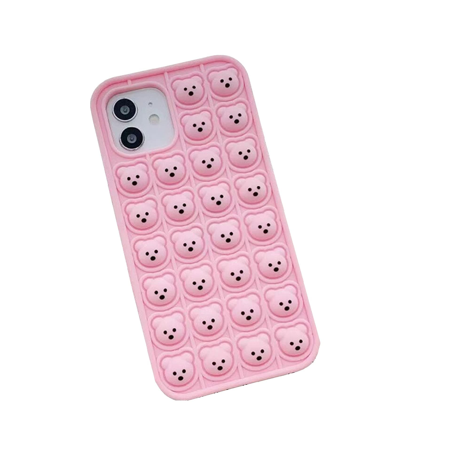 Case for Apple iPhone, Push Bubble Fidget Toy Shockproof Phone Case, Stress Relief and Anti-Anxiety,Good Gift (Pink, iPhone 12 Mini 5.4'')