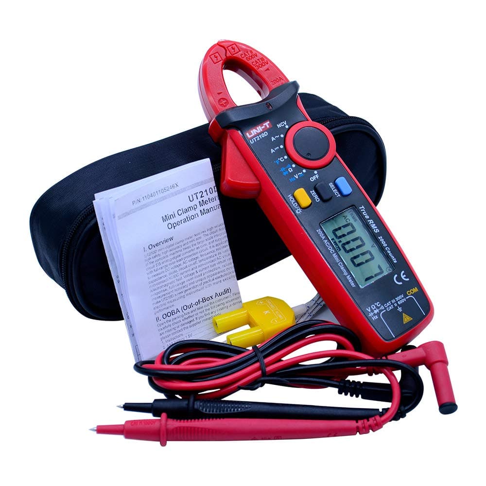 UNI-T UT210D trms clamp meter ac dc current clamp meter 2000 counts with zero mode -40~1000℃ temperature testing and NCV current clamp