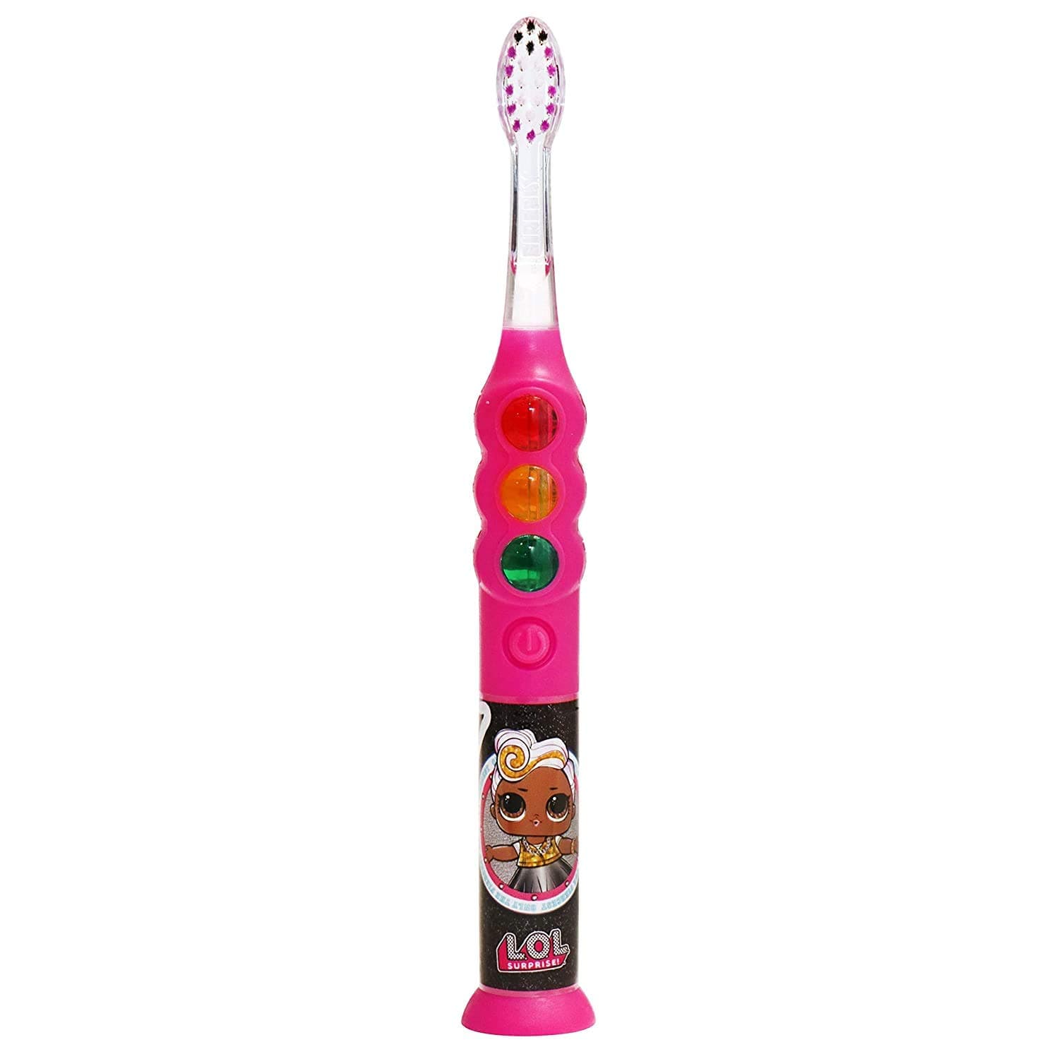 Firefly Ready Go Light Up Timer Toothbrush, L.O.L. Surprise!, Premium Soft Bristles, 1 Minute Timer, Less Mess Suction Cup, Battery Included, Easy Storage, Dentist Recommended, Ages 3+, 1 Pack