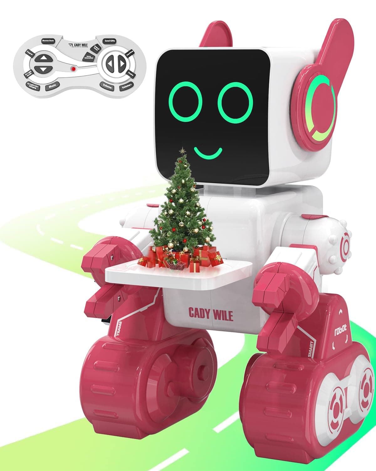 okk Robot Toys for Kids, Programmable Remote Control Robot, Interactive Toys with Coin Bank, LED and Tray, Walking Talking Singing Dancing Gift for Boys Girl（Pink）