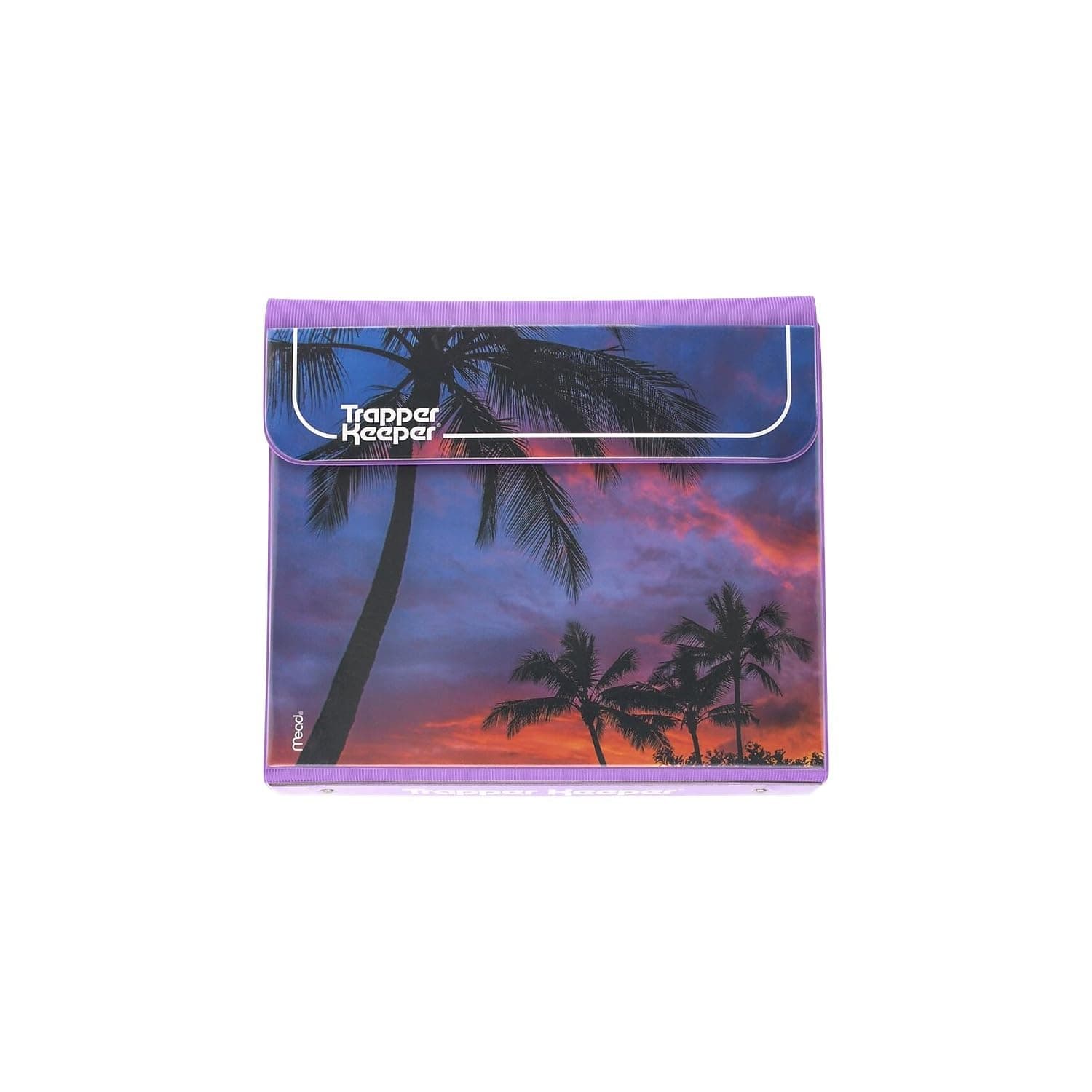 Trapper Keeper Binder, Retro Design, 1 Inch Binder Includes 2 Folders and Extra Pocket, Metal Rings and Spring Clip, Secure Storage, Palm Trees, Mead School Supplies (260038FDE1-ECM)