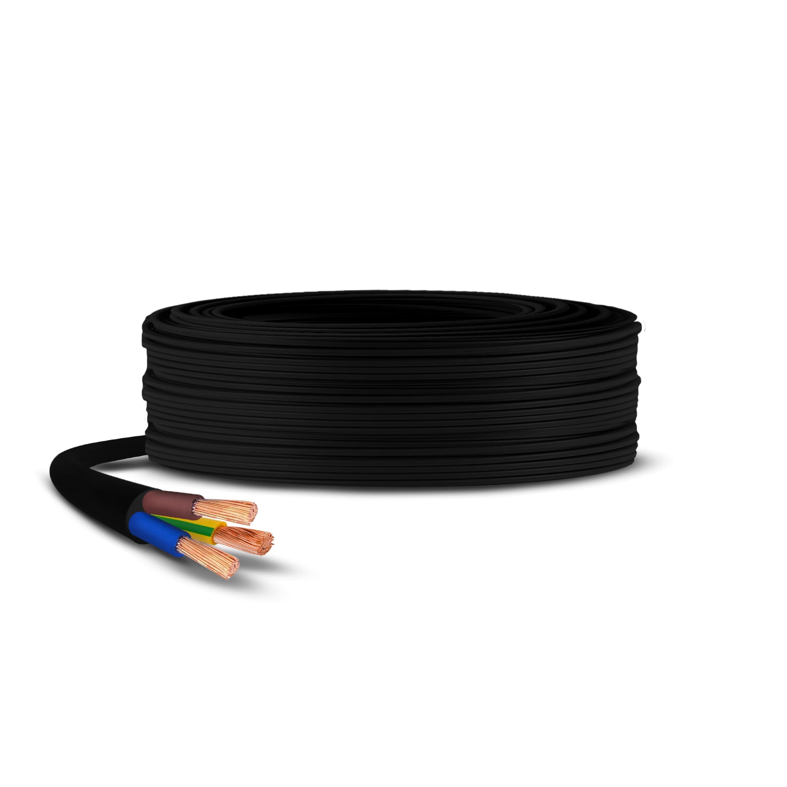 3 Core Round Black Flex Flexible Cable, stranded electrical copper wire, Insulated Flexible PVC Wire, Stranded Wire High Temperature Resistance, 3182Y BASEC Approved 1mm(3 Meter)