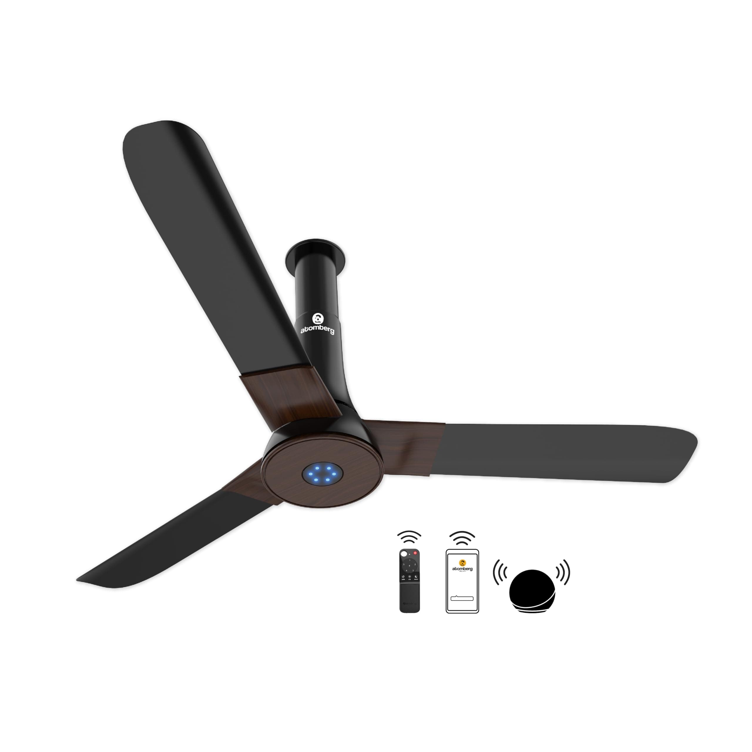 atomberg Studio Smart+ 1200mm BLDC Ceiling Fan with IoT & Remote | BEE 5 star Rated Energy Efficient Ceiling Fan | High Air Delivery with LED Indicators | 3 Year Warranty (Earth Brown)