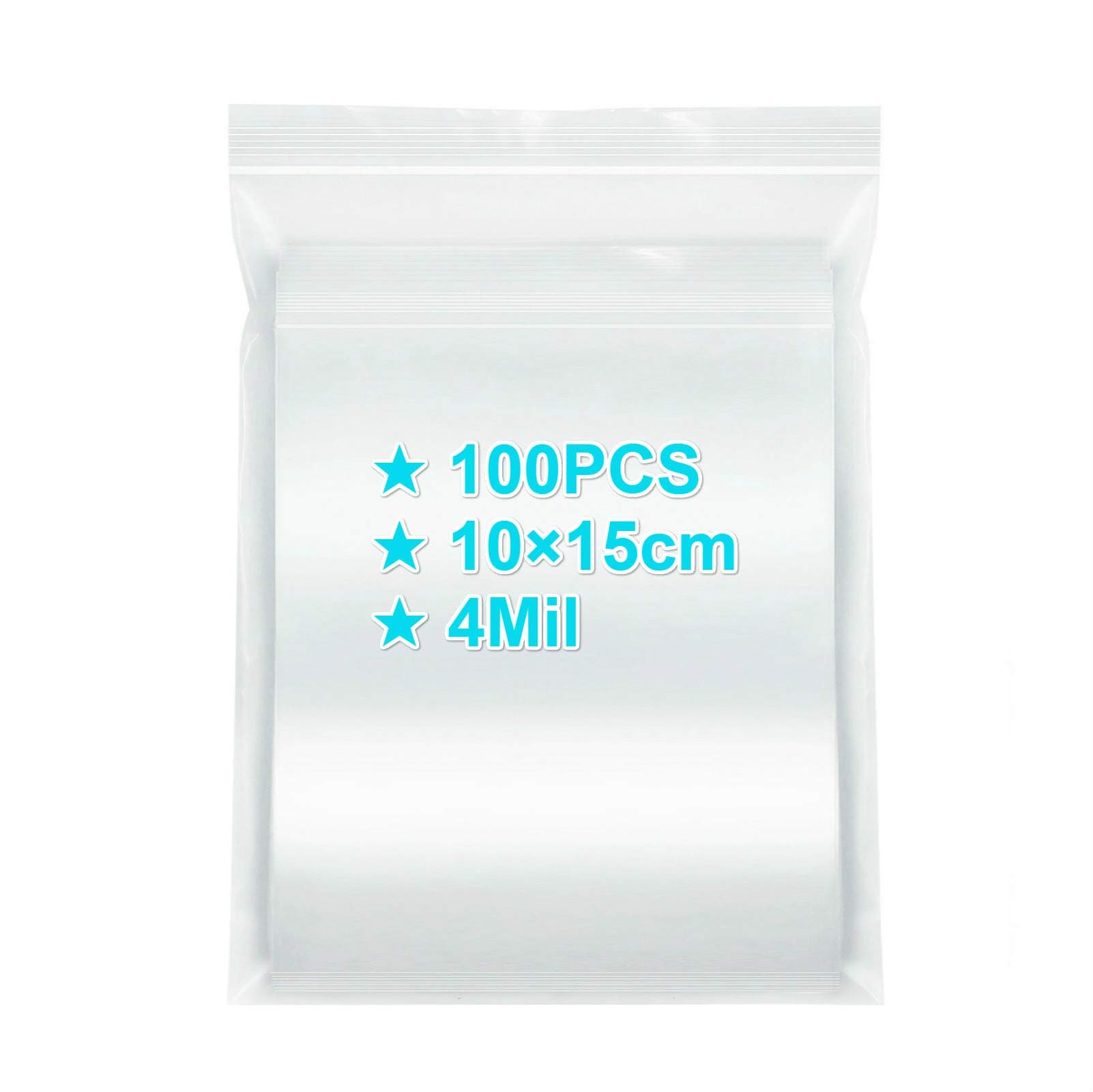 YDDZiplock Bags 10×15cm, 100PCS, 4 Mil Extra Thick Medium Size Clear Plastic Resealable Bags with Lock Seal Zipper, Storage Pouches Grip Seal Bags for Jewelry Mask Incense Packaging
