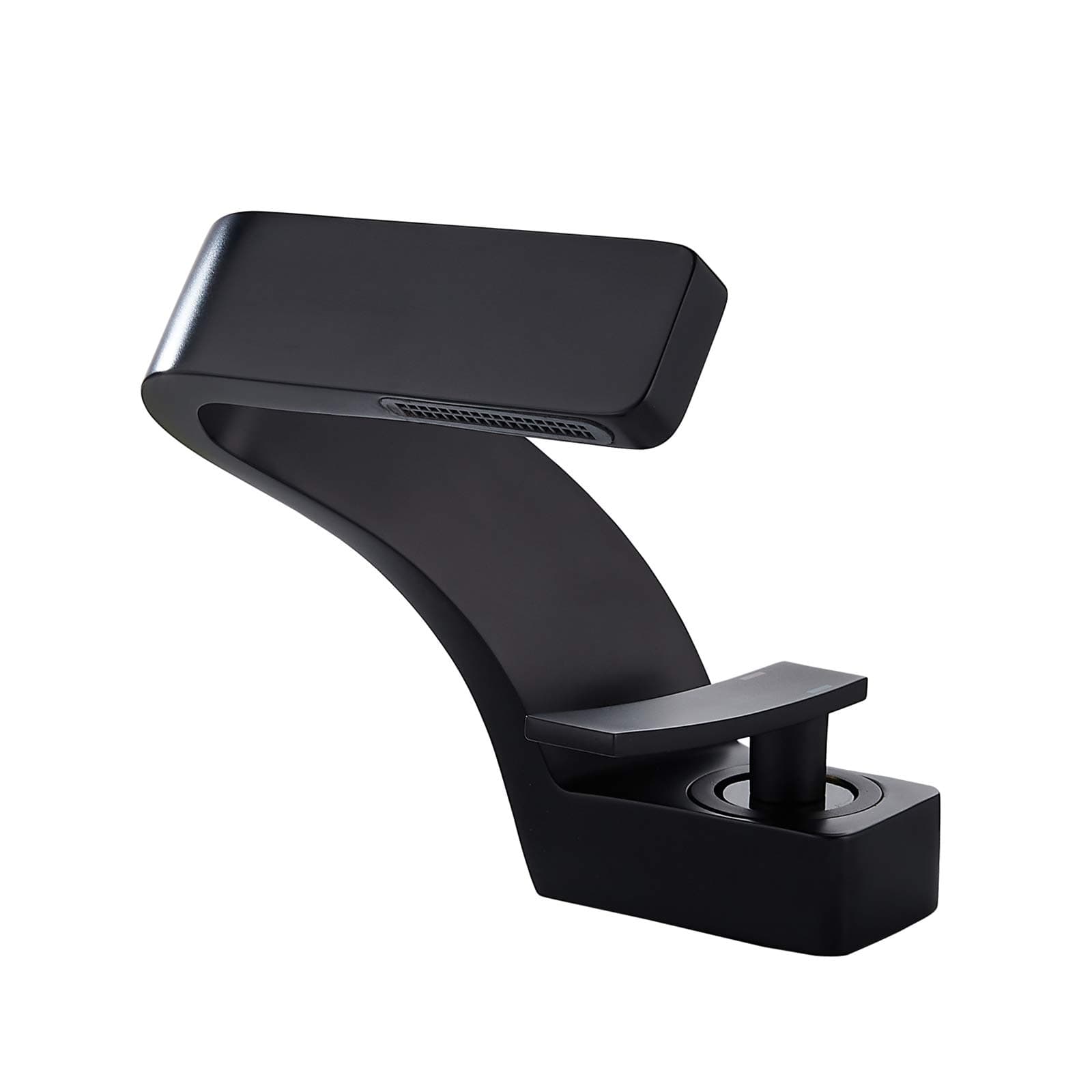 Bathroom Sink Waterfall Faucet,Solid Brass Single Handle Hot and Cold Water Mixer Tap, Lavatory Vanity Sink Faucet Including Two US Standard 3/8" Hoses (Matte Black)